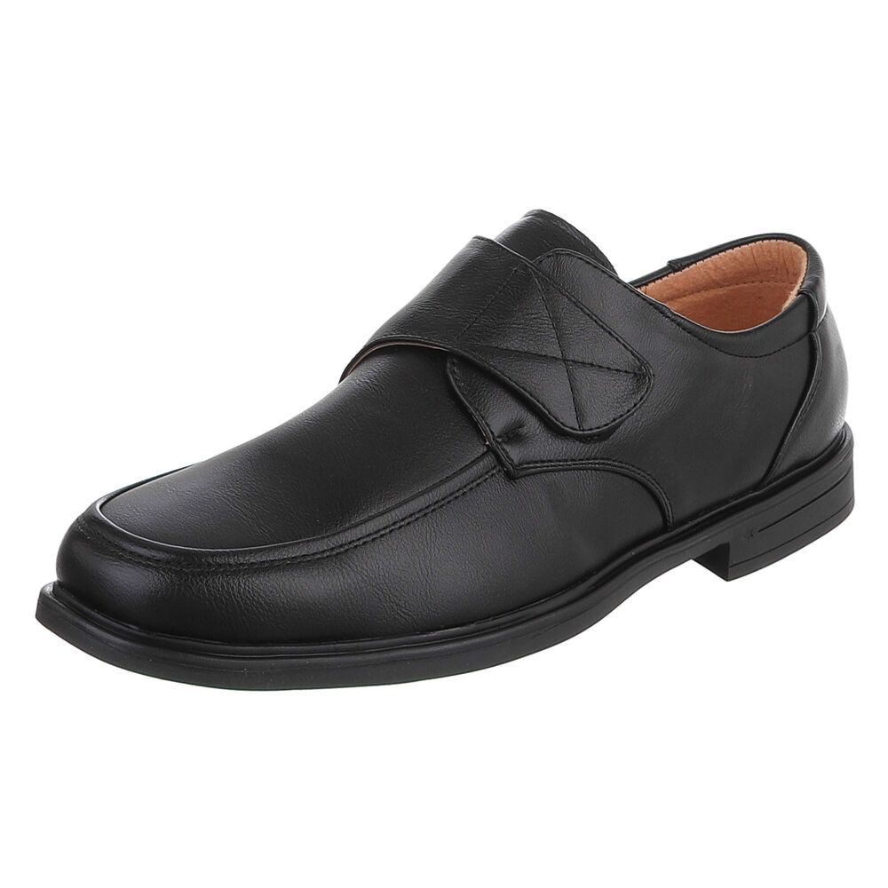 Coolwalk Herrenschuh Klettverschluss Leder-Optik Alltag Komfort Schnürschuh (91917794) Blockabsatz Halbschuhe in Schwarz