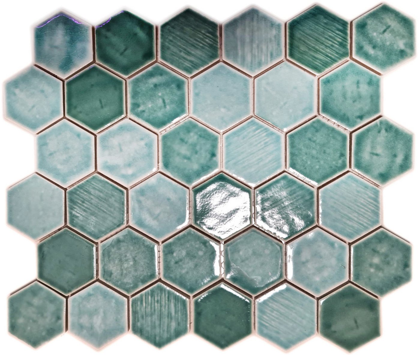 Thumbnail - Mosani Mosaikfliesen Keramikmosaik Mosaikfliesen grün glänzend / 10 Mosaikmatten