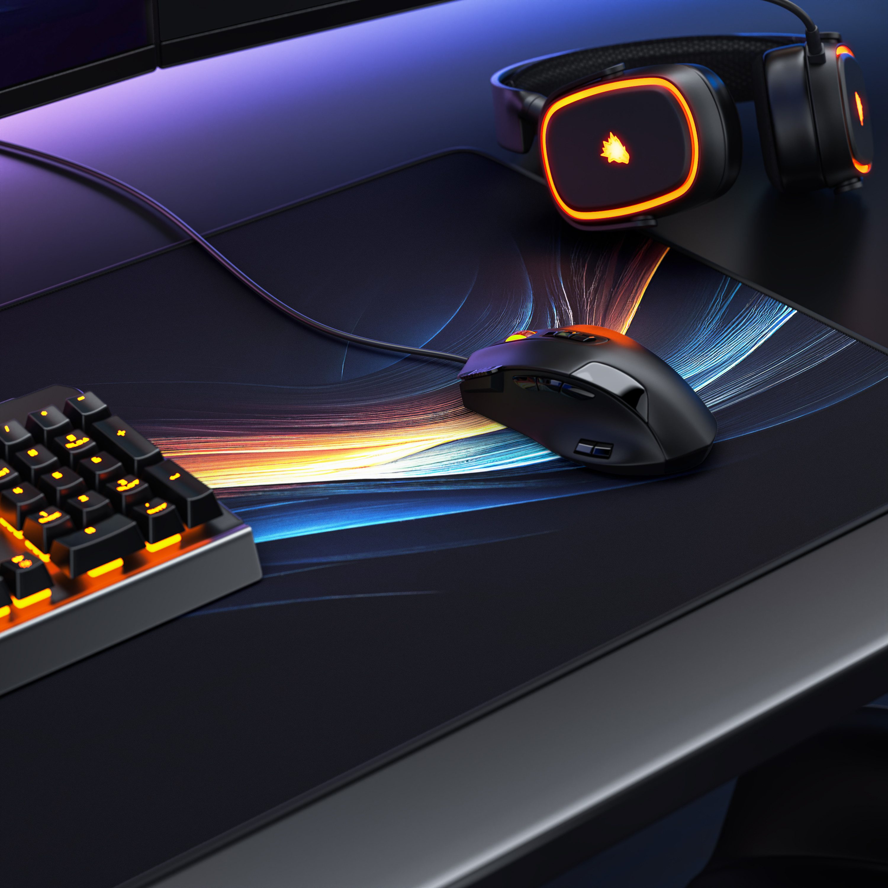 Titanwolf Gaming Mauspad XXL Speed Mousepad 900 x 400 x 3 mm, Schreibtischauflage, abwaschbar (1-St), rutschfeste Rückseite, Geschwindigkeit & Präzision, Abstra – Bild 5 von 5