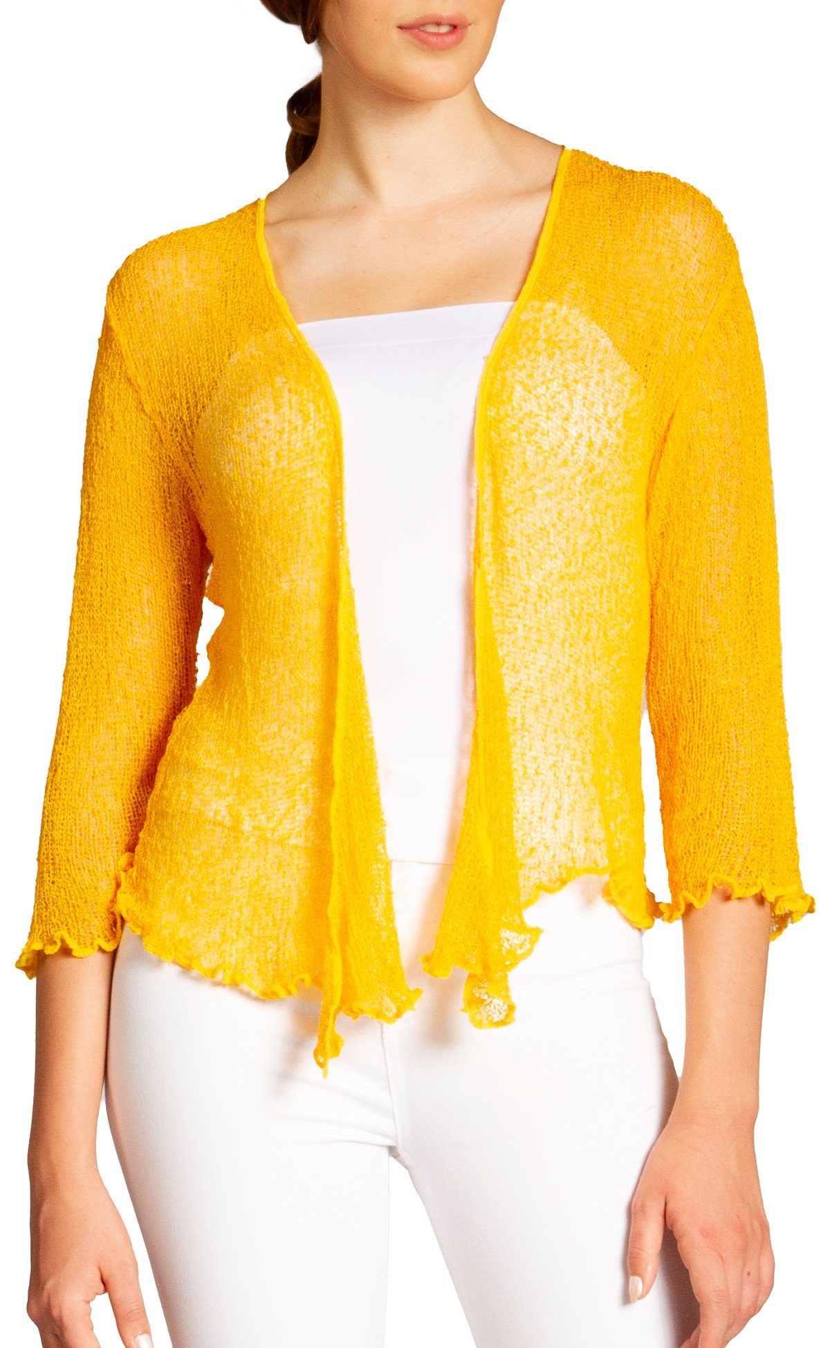 Caspar Strickjacke STJ022 angenehm leichter Damen Sommer Bolero mit 3/4 Arm günstig online kaufen