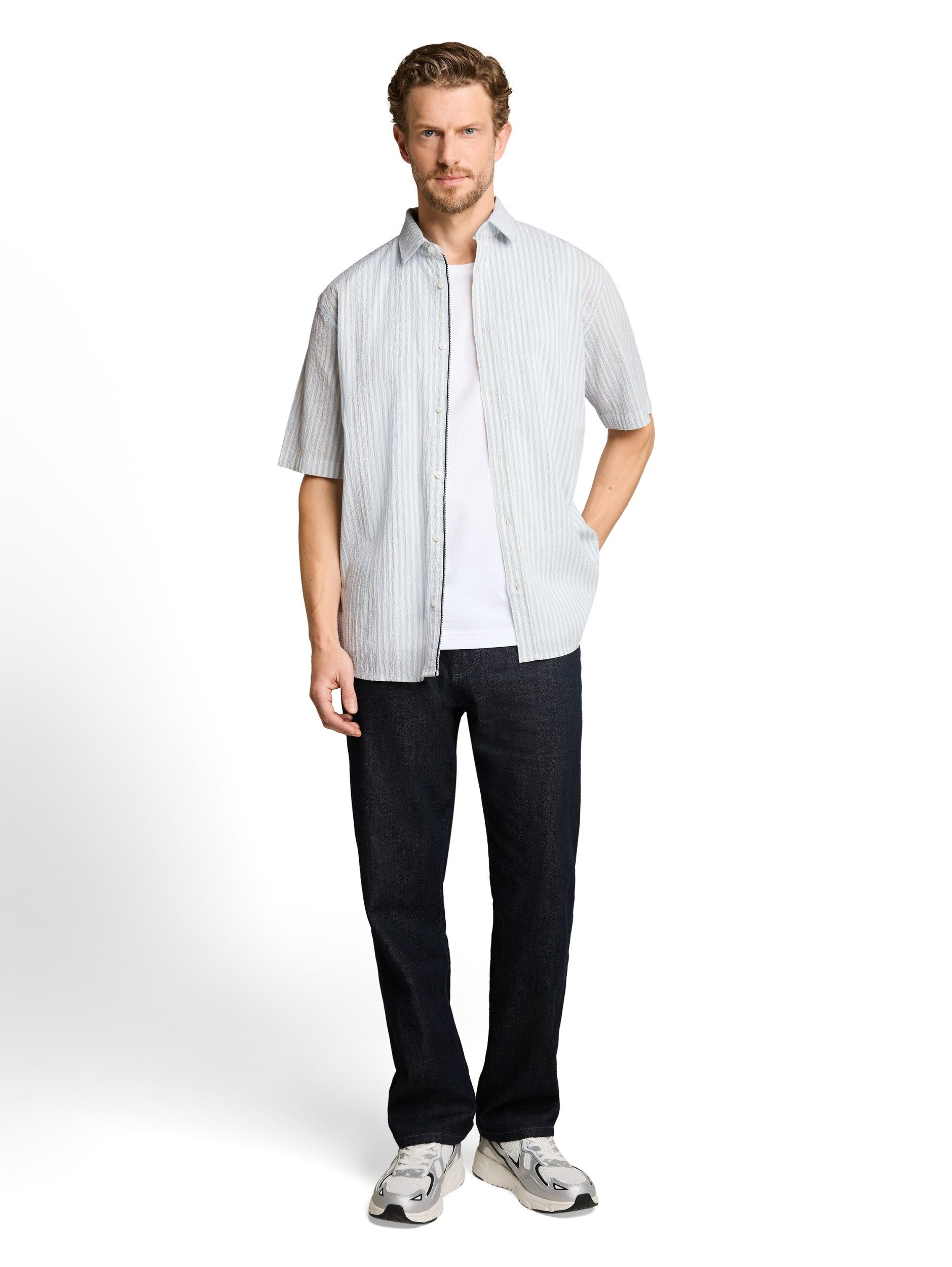 TOM TAILOR Kurzarmshirt comfort striped seersucker shi