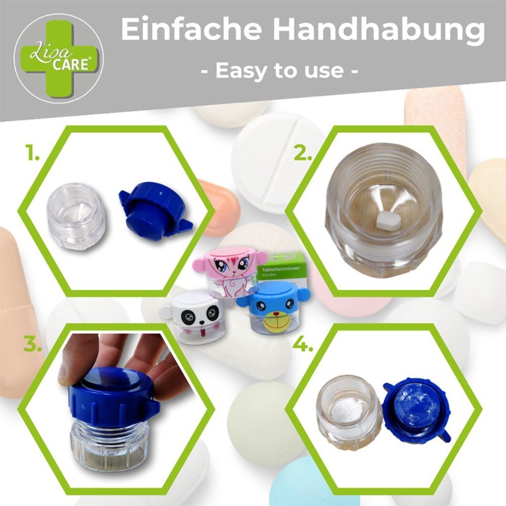 LisaCare Mörser Kinder-Tablettencrusher - Tablettenmörser, (1-tlg., Panda), Angenehme Tabletteneinnahme!