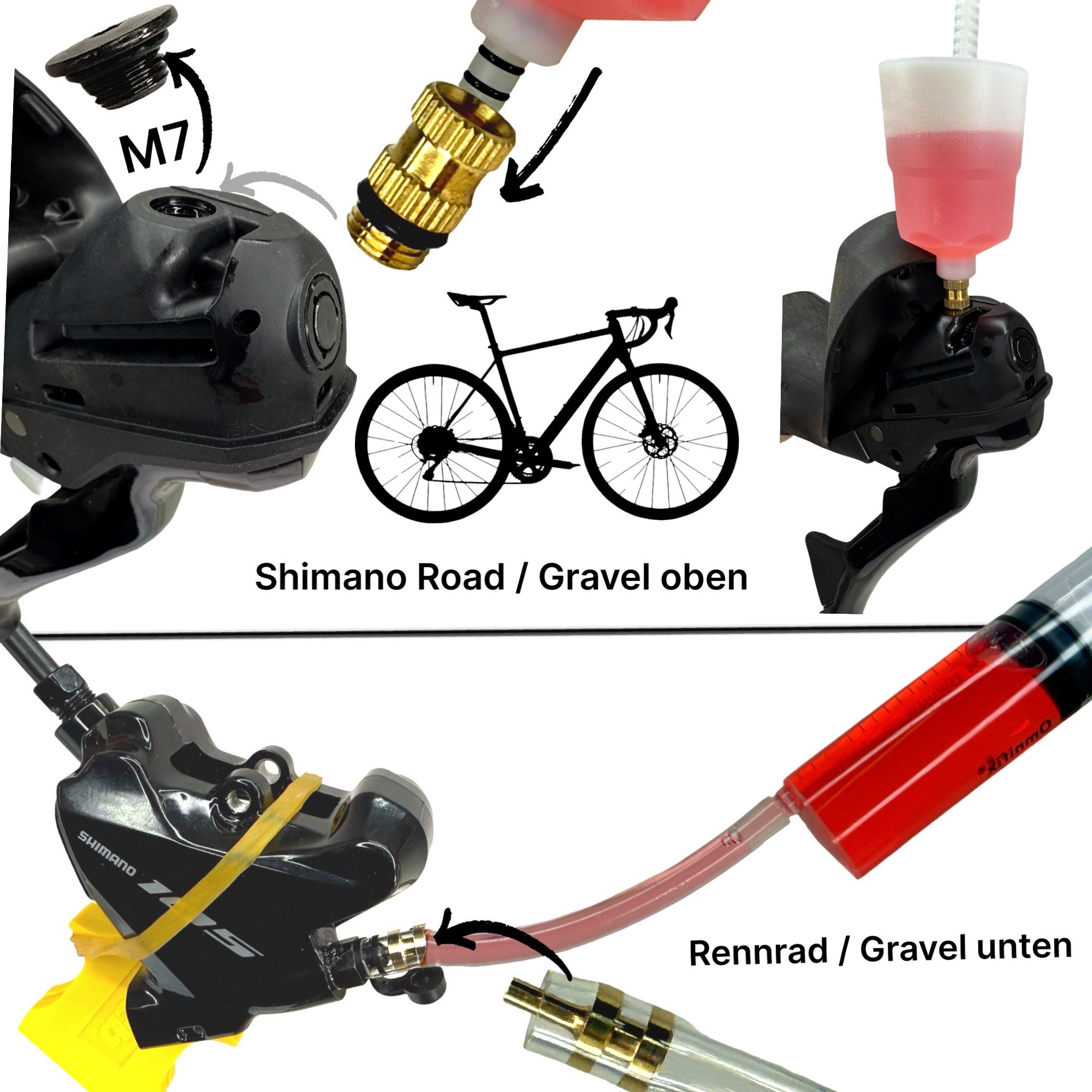 Fantic26 Fahrrad-Montageständer Service Kit 100ml SHIMANO Mineralöl Scheibenbremsen M5 Befüllbecher