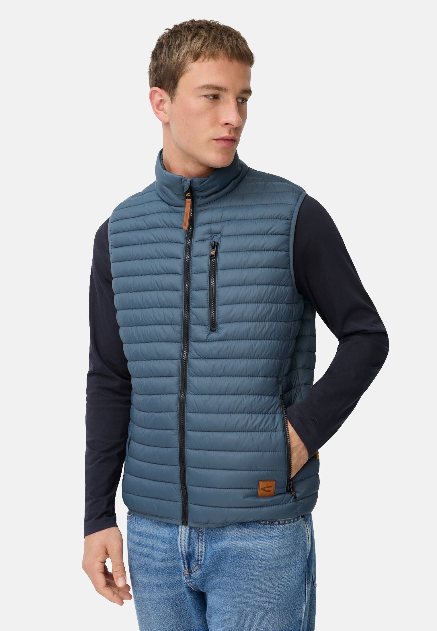 camel active Funktionsweste aus recyceltem Polyamid ärmellos Stehkragen Weste_Outdoor-Weste