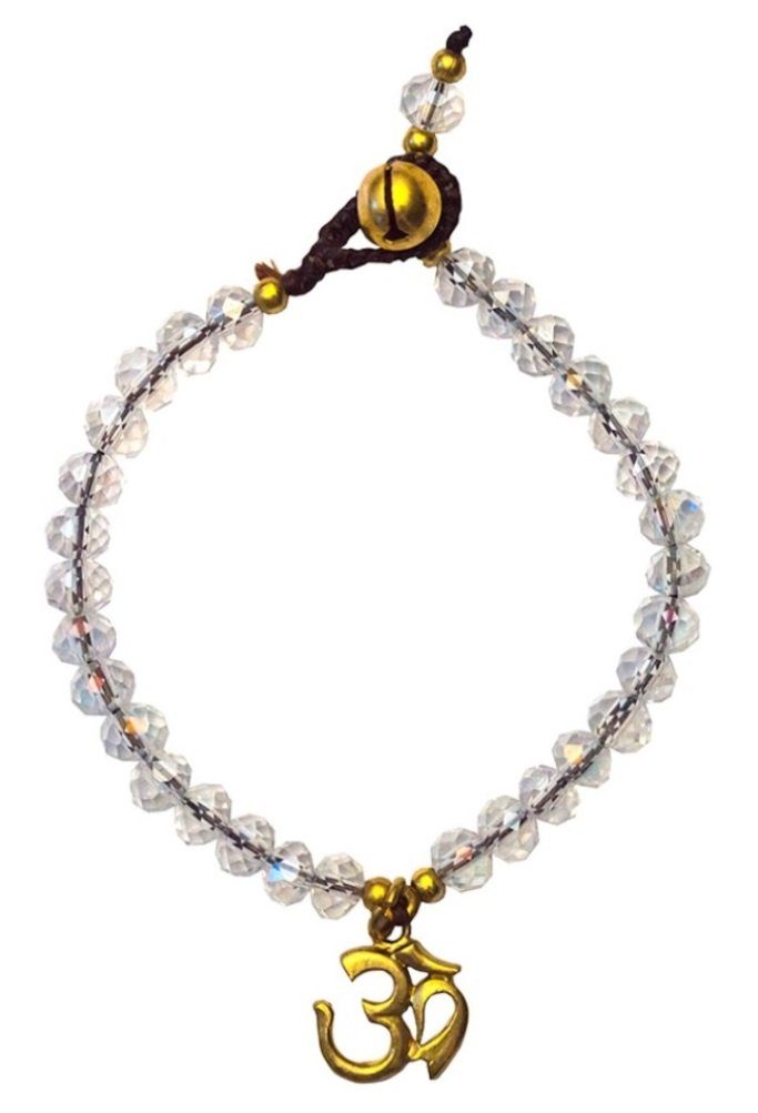 Armkette Armkettchen "Om" mit 33 Glasperlen, crystal 18cm