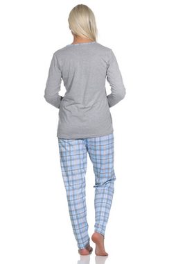 Normann Pyjama Damen Pyjama langarm, Schlafanzug mit Karo-Muster - 112 10 733