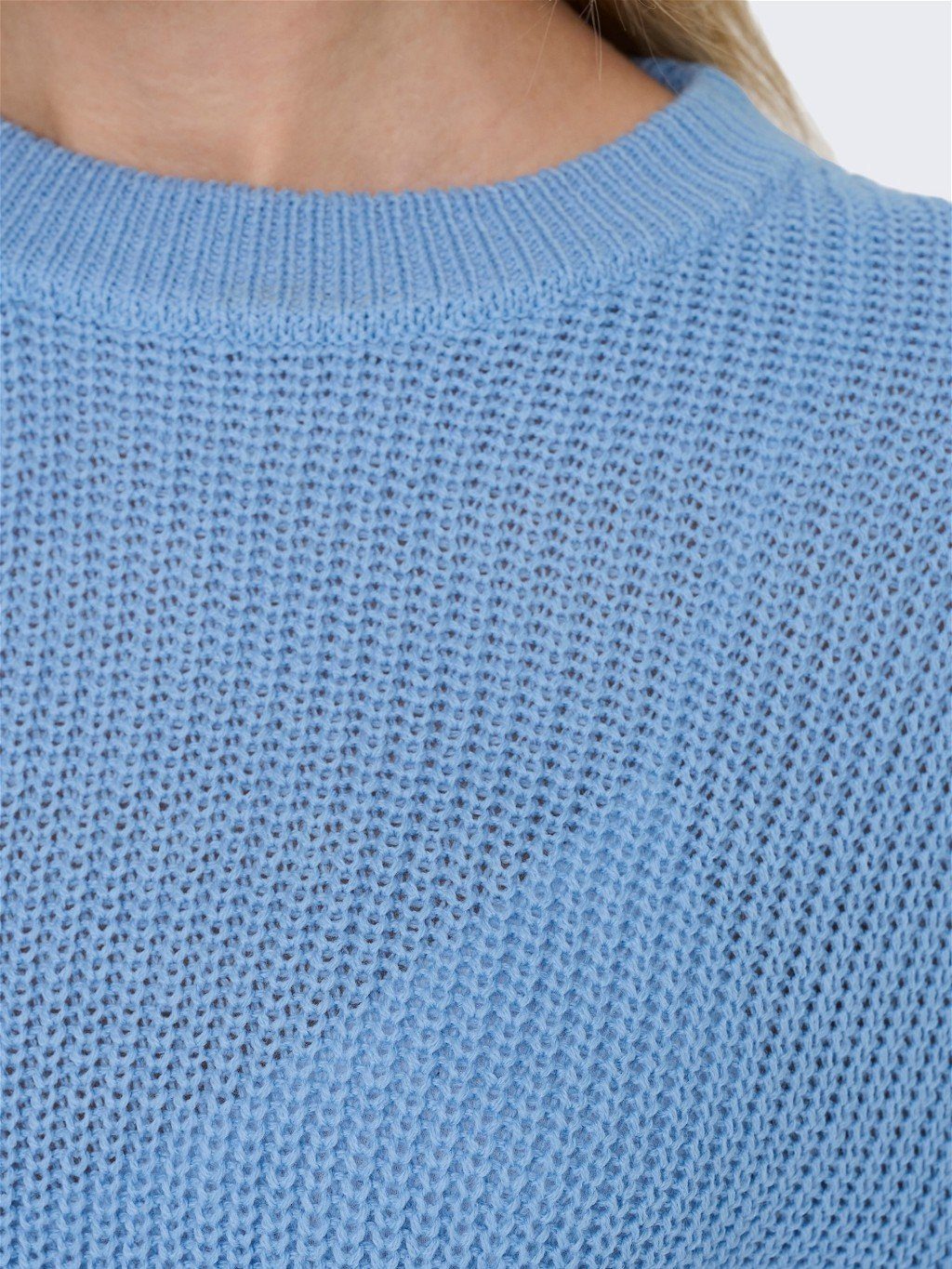 Sweater ONLY Rippstrick Blau Kurzer Cropped Langarm in 4579 Strickpullover Pullover ONLMALAVI