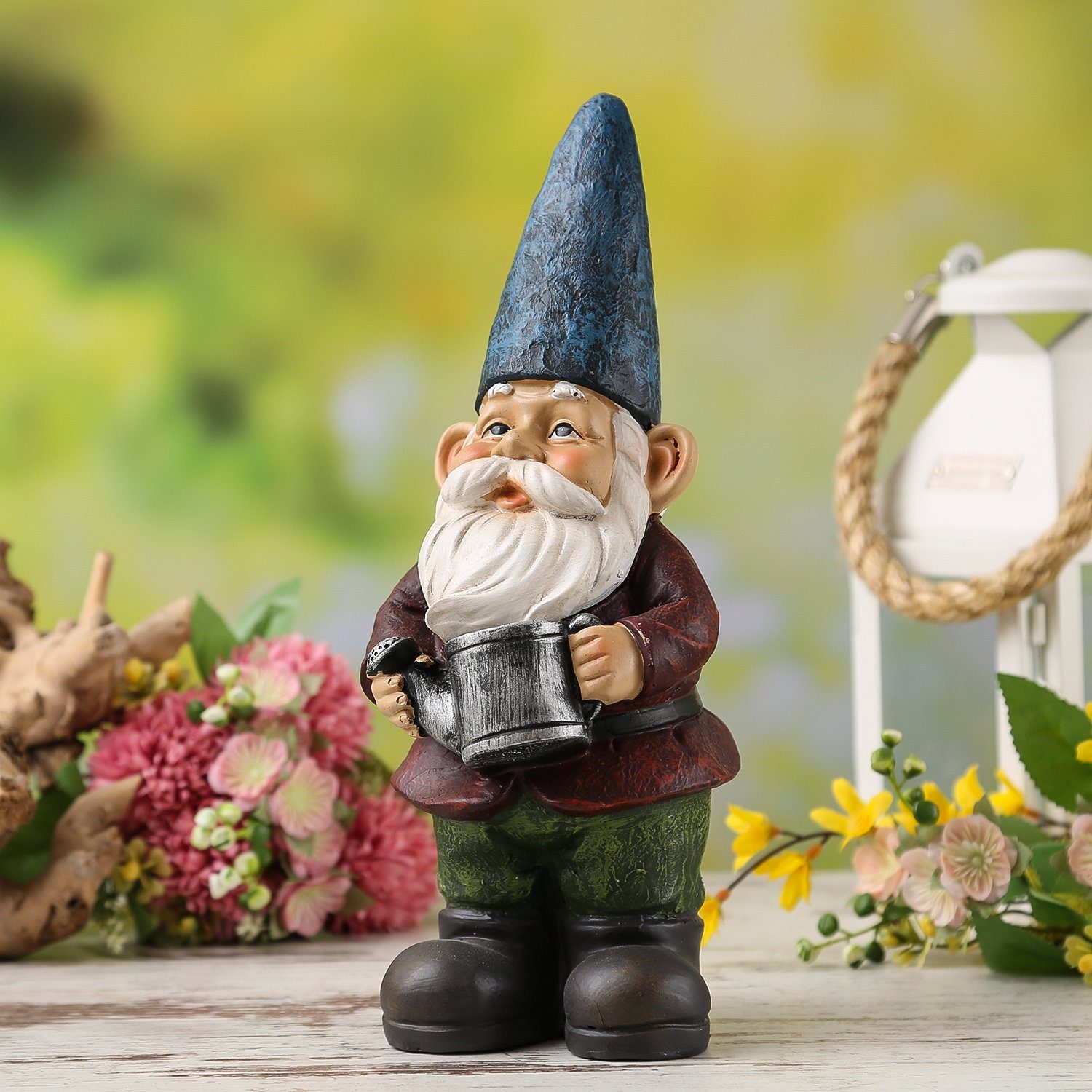 MARELIDA Gartenzwerg HANS Zwerg mit Gießkanne Dekofigur Polyresin Gartenfigur Gnom 29cm, (1 St)
