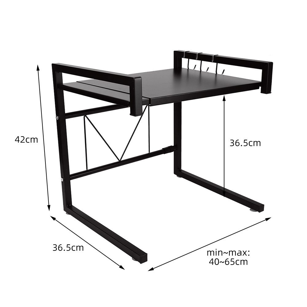 JEOBEST Regalelement Küchenregal Mikrowellenregal, längenverstellbares Mikrowellen Regal(40-65cm) Rutschfeste Füße – Bild 4 von 5