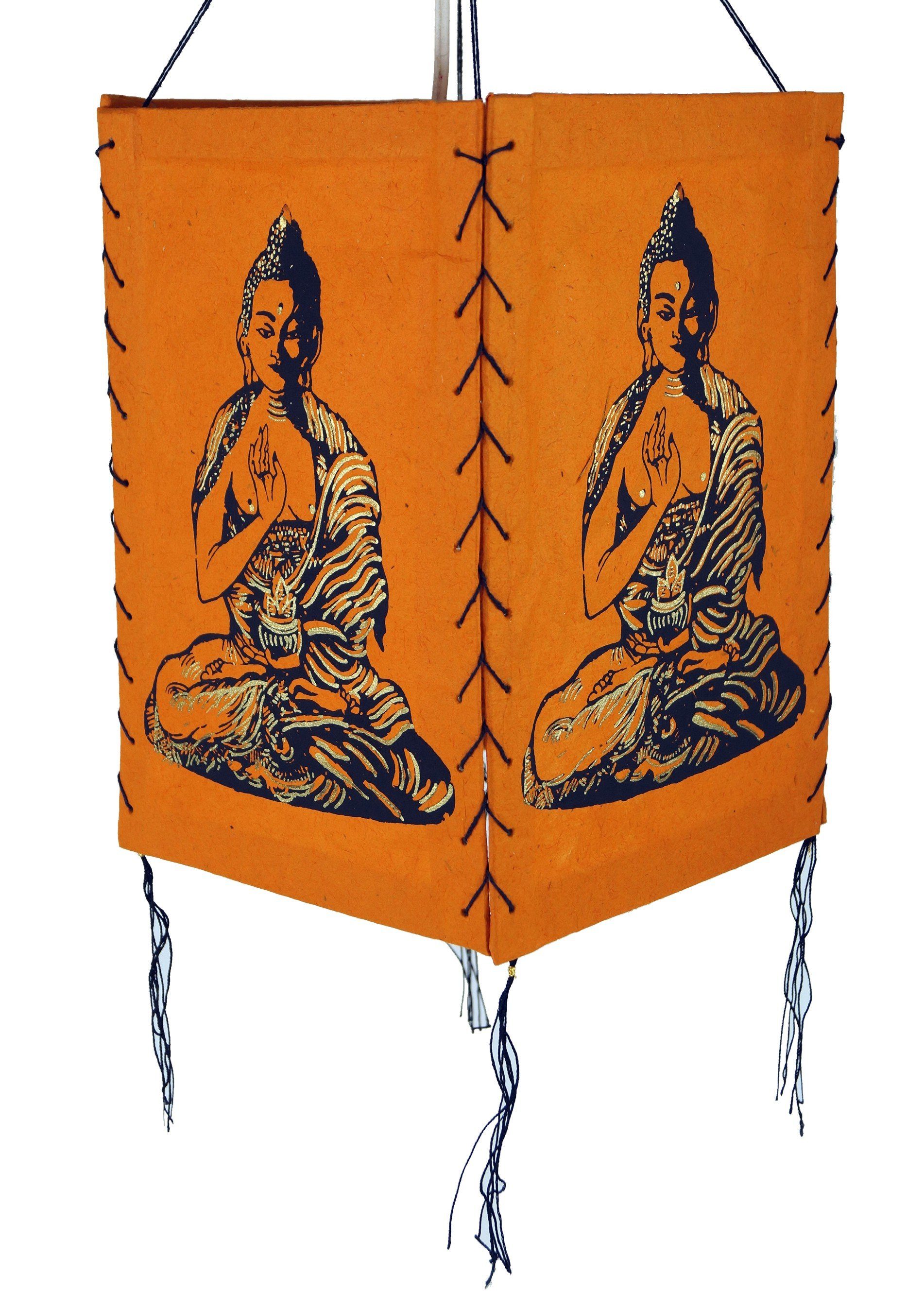 inklusive Deckenleuchte.., Leuchtmittel Hänge orange Lampenschirm, 1 Guru-Shop Papier Deckenleuchten Lokta nicht Buddha