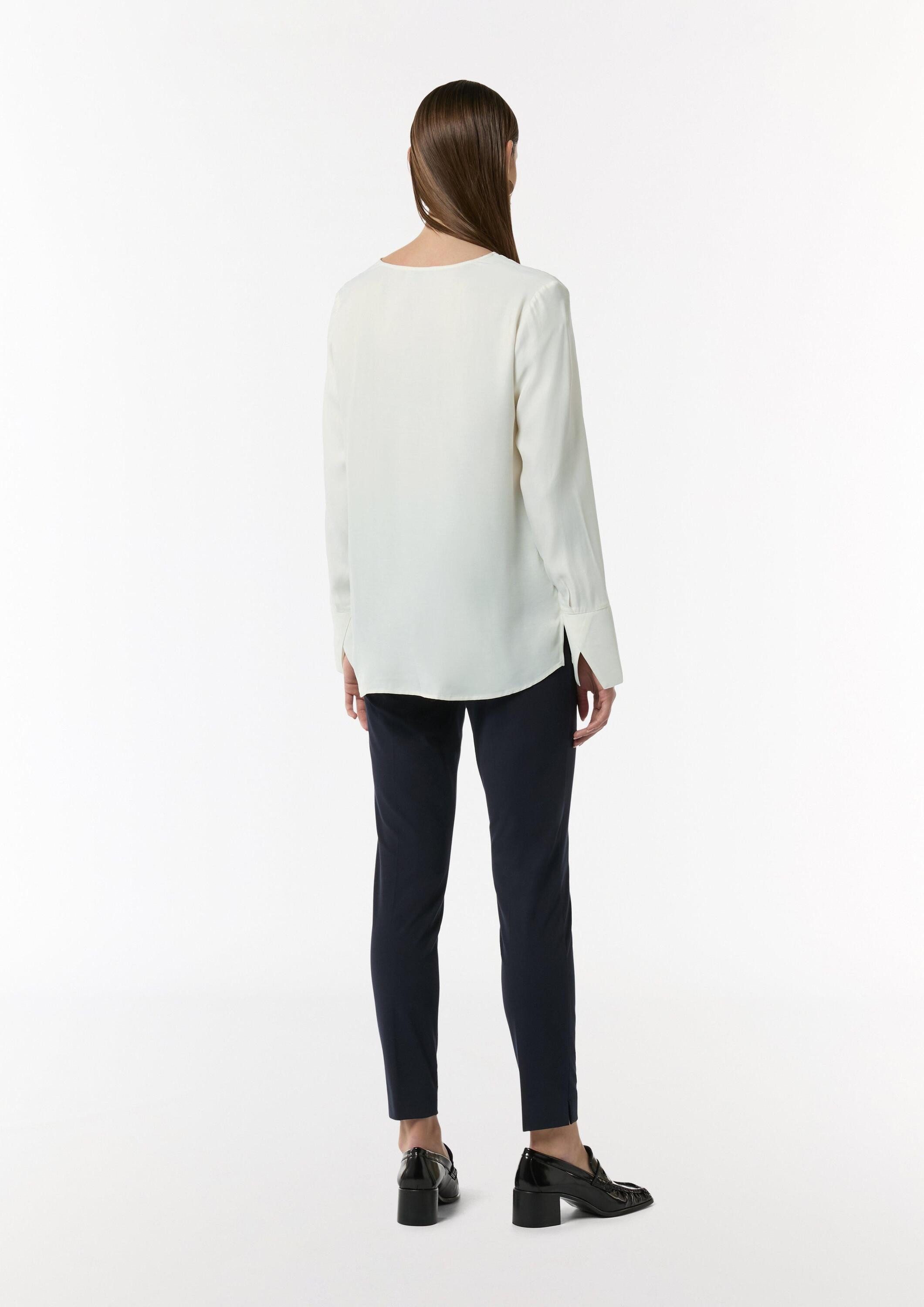 comma Langarmbluse Bluse Viskosebluse mit V-Ausschnitt