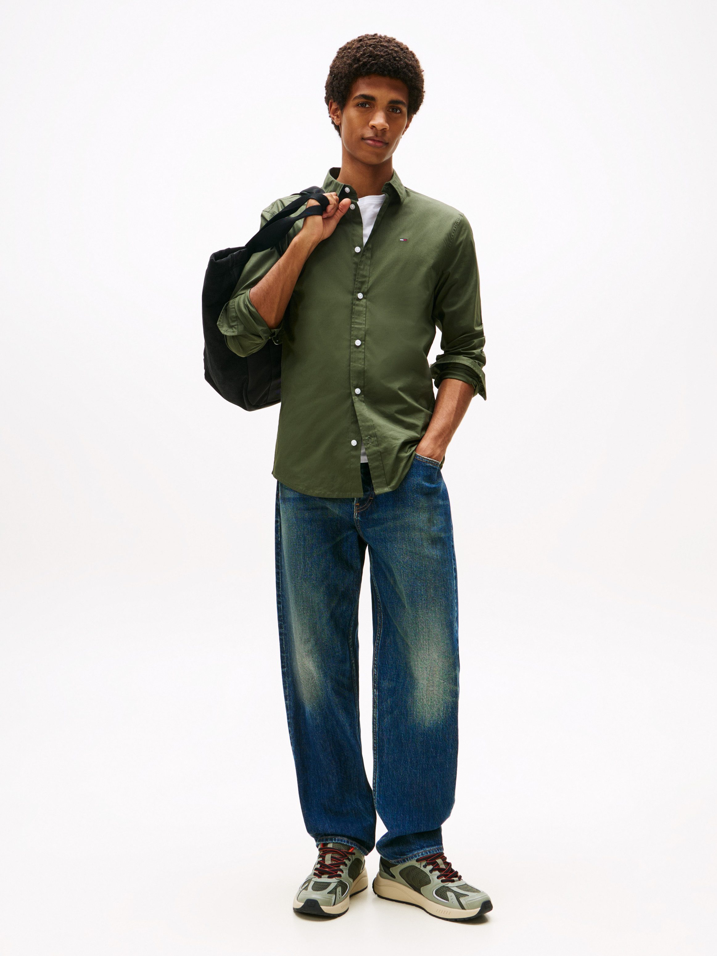 Tommy Jeans Langarmhemd Sabim Stretch Shirt Stretch Hemd, Premium, Slim Fit, mit Elasthan