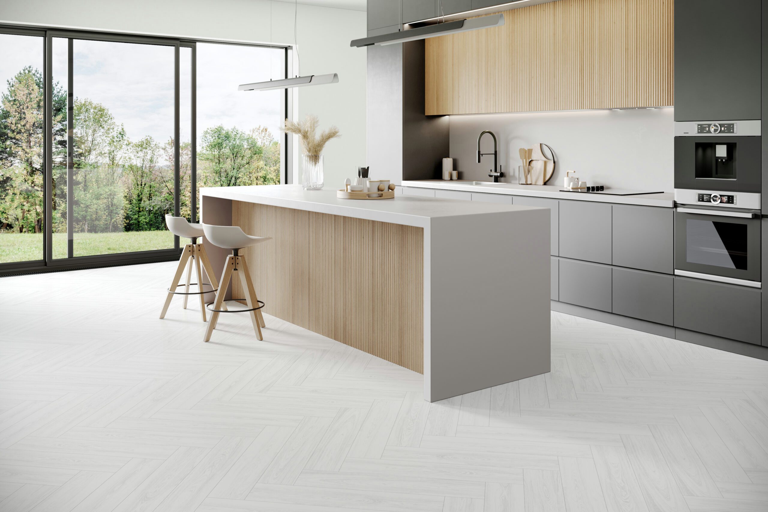 FALQUON GmbH Vinylboden The Floor Herringbone 740x148x6mm- Made in Germany - Click-Vinylboden, Fischgrät, inkl. Trittschalldämmung, Packung, In 1 Packung: 16 Paneele - 1,75m², 1 Packung: 16 Paneele - 1,75 m²