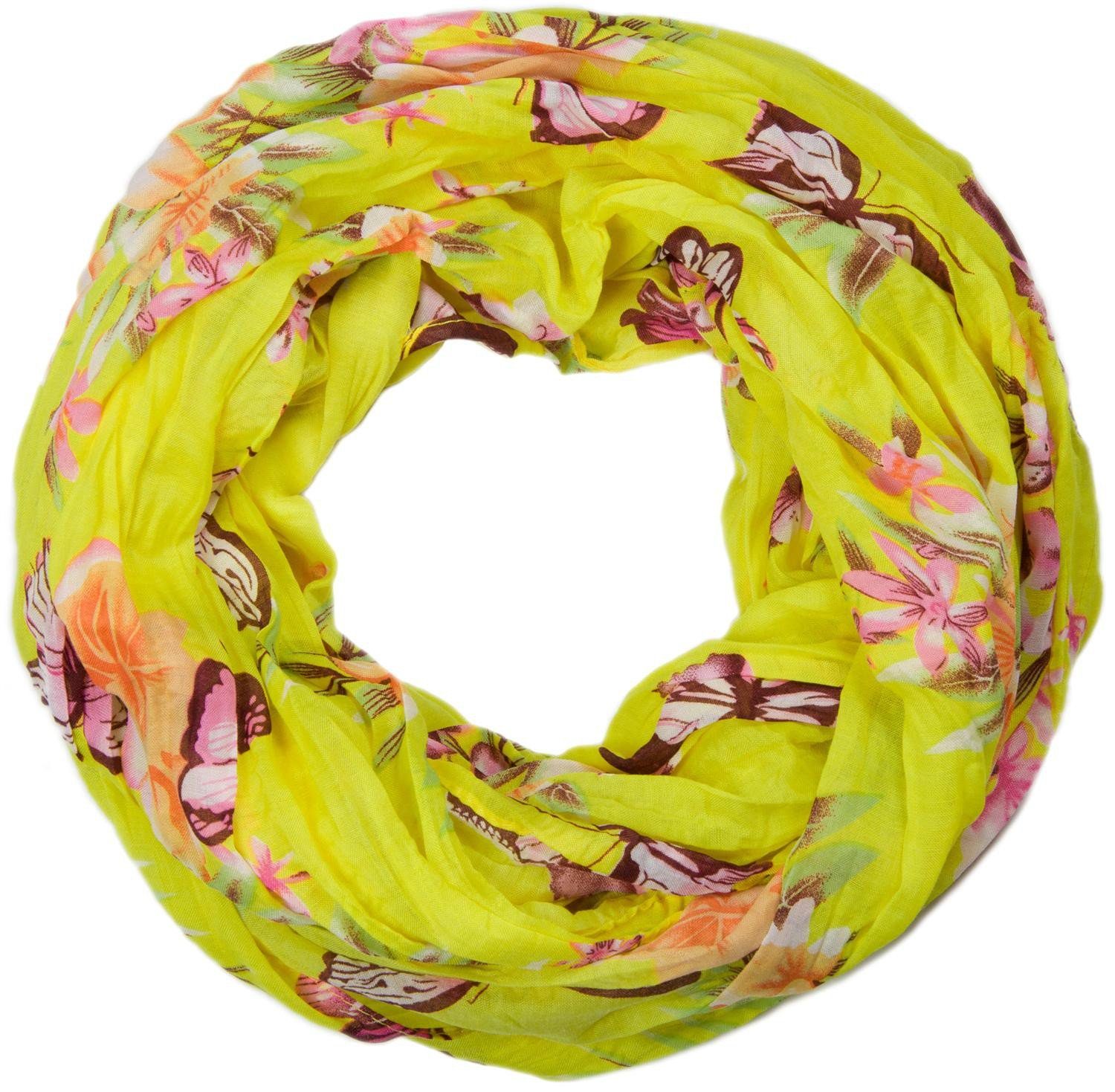 styleBREAKER Loop, (1-St), Loop mit Schmetterling Blumen Print