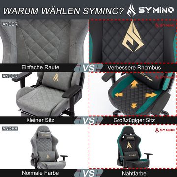 symino Gaming-Stuhl Ergonomischer Bürostuhl aus PU-Leder mit 3D-Armlehnen und Fußstütze, hoch atmungsaktiv, verstellbare Armlehnen und Rückenlehne, schwarz
