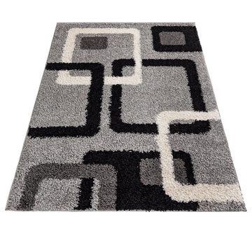 Hochflor-Teppich Hochflor Shaggy Teppich für Wohnzimmer - Höhe 30 mm Grau, Mazovia, 60 x 100 cm, Pflegeleicht, Geometrische, Langflor, Rechteckig, Weich