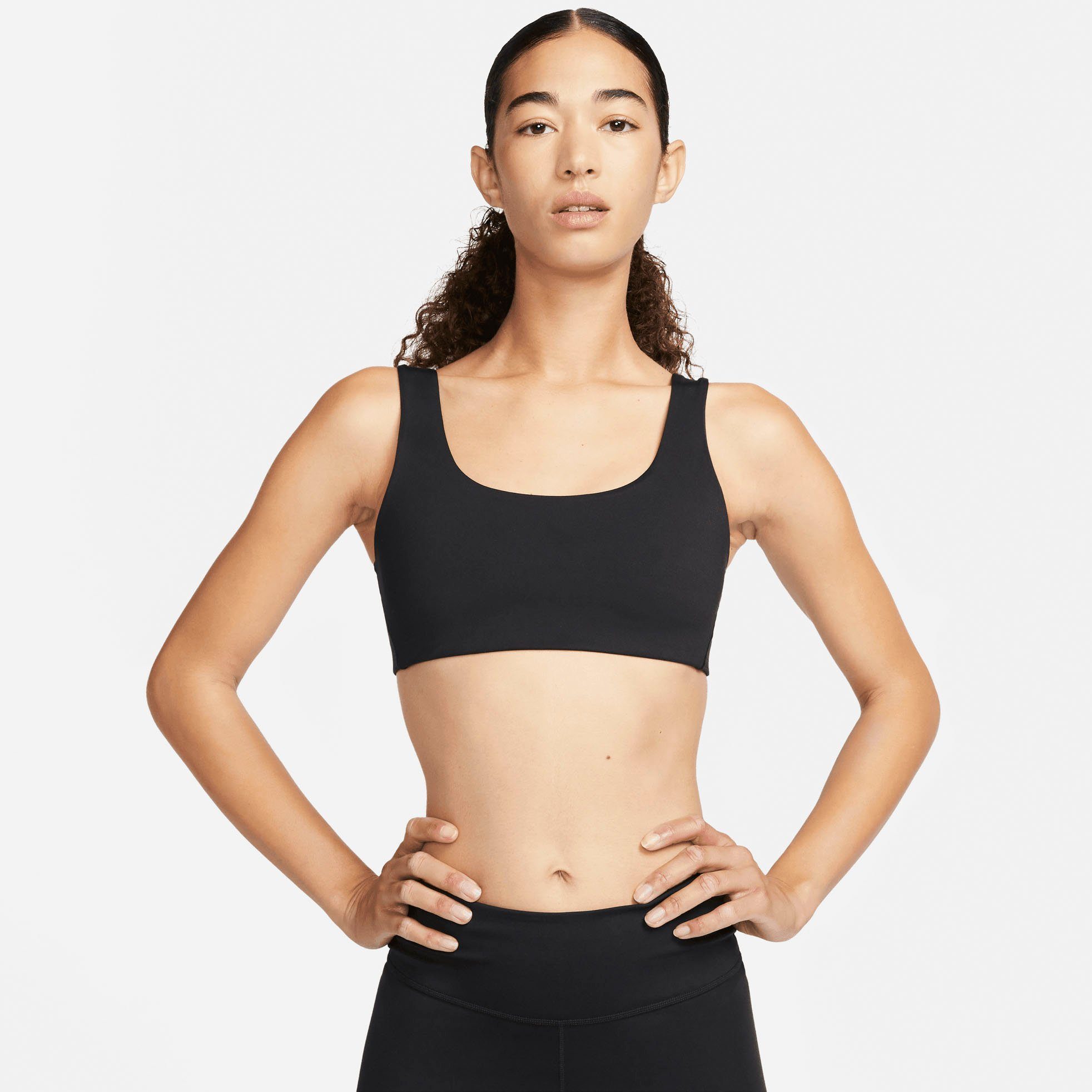 BLACK Lightly Sports Lined Nike Bra U All Women's Sport-BH Light-Support U-Neck