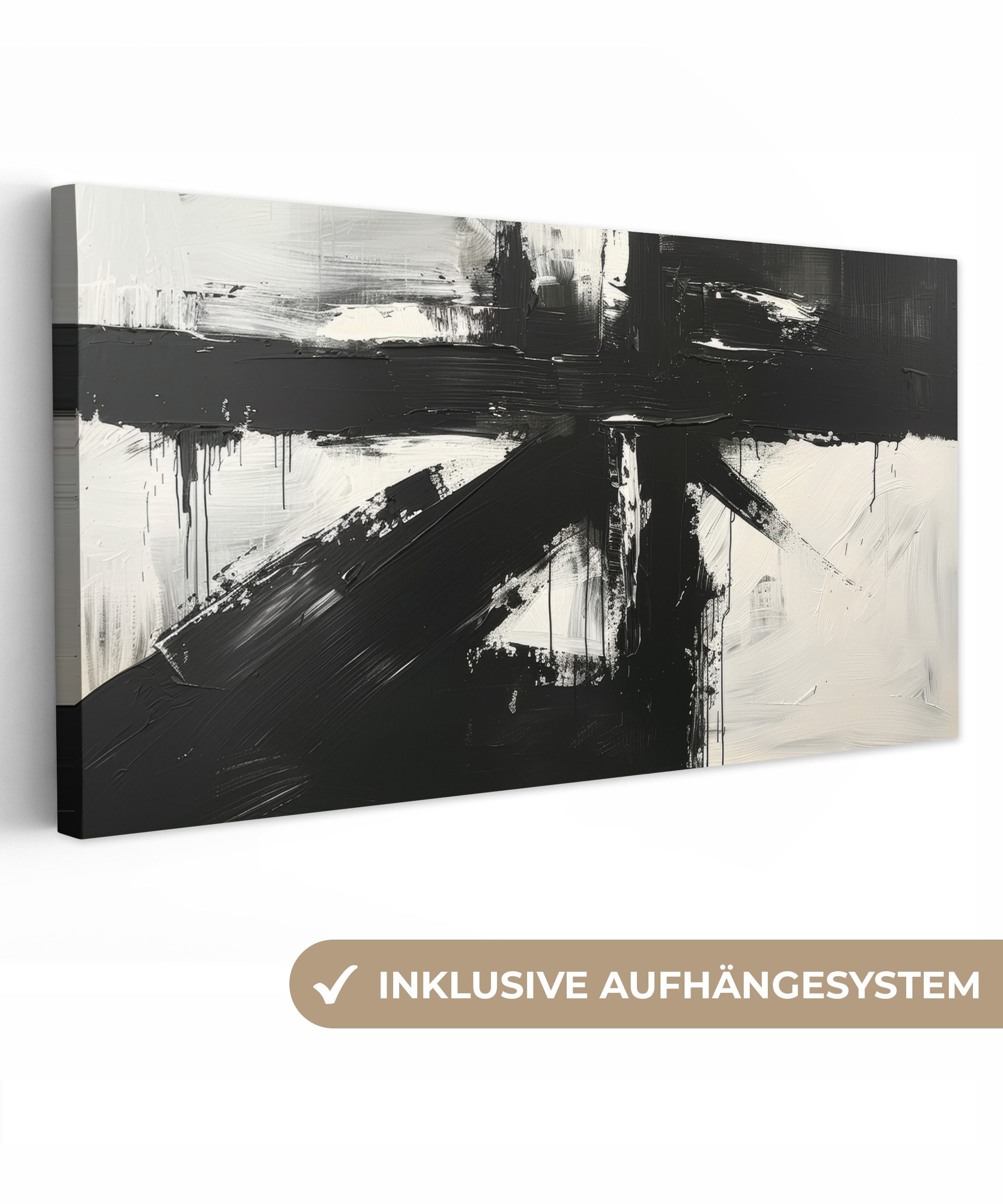 OneMillionCanvasses® Leinwandbild Panorama Modern - Schwarz günstig online kaufen