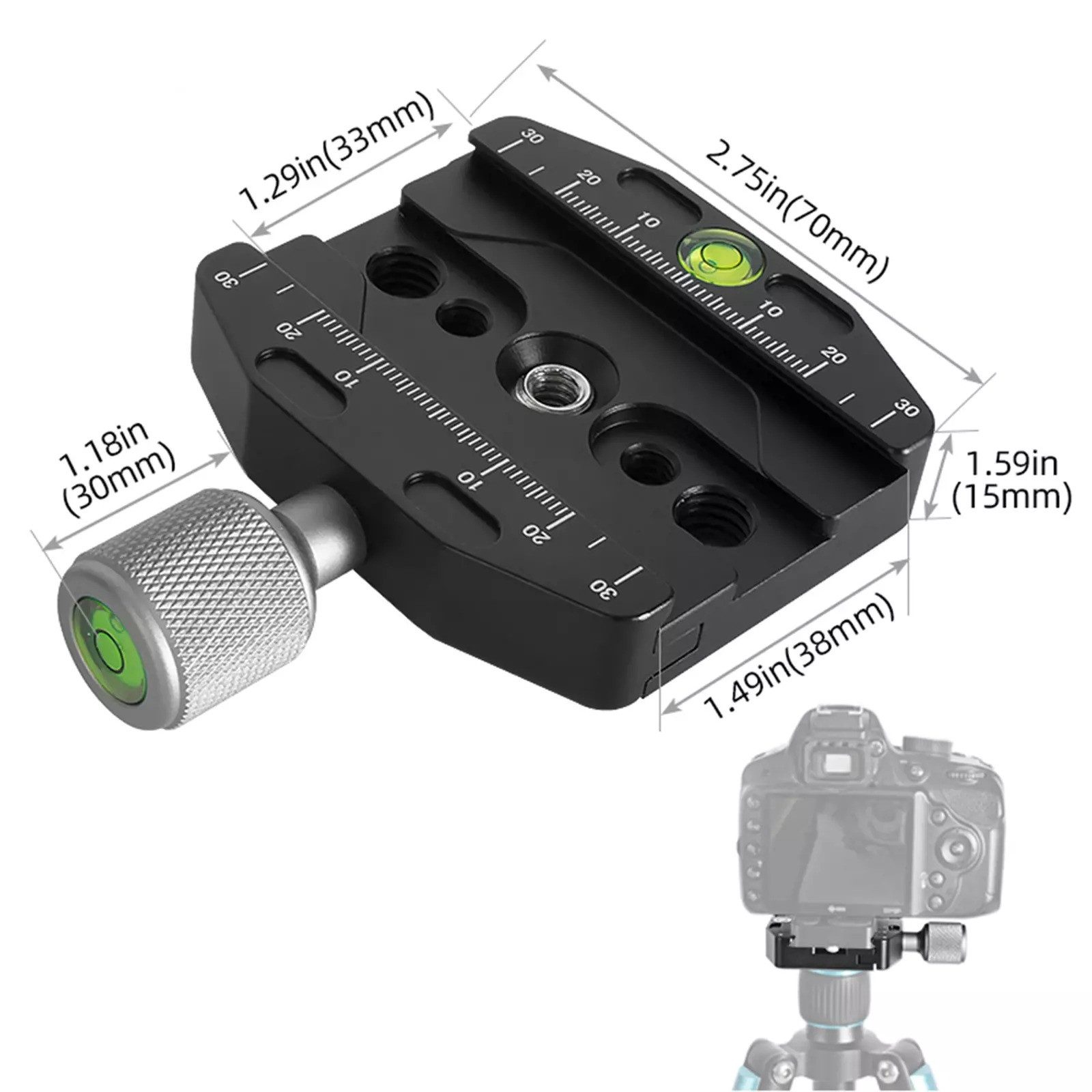 BEXIN Aluminum 70mm Schnellwechselplatte Klemme Adapter für DSLR-Stativ Kamerastativ