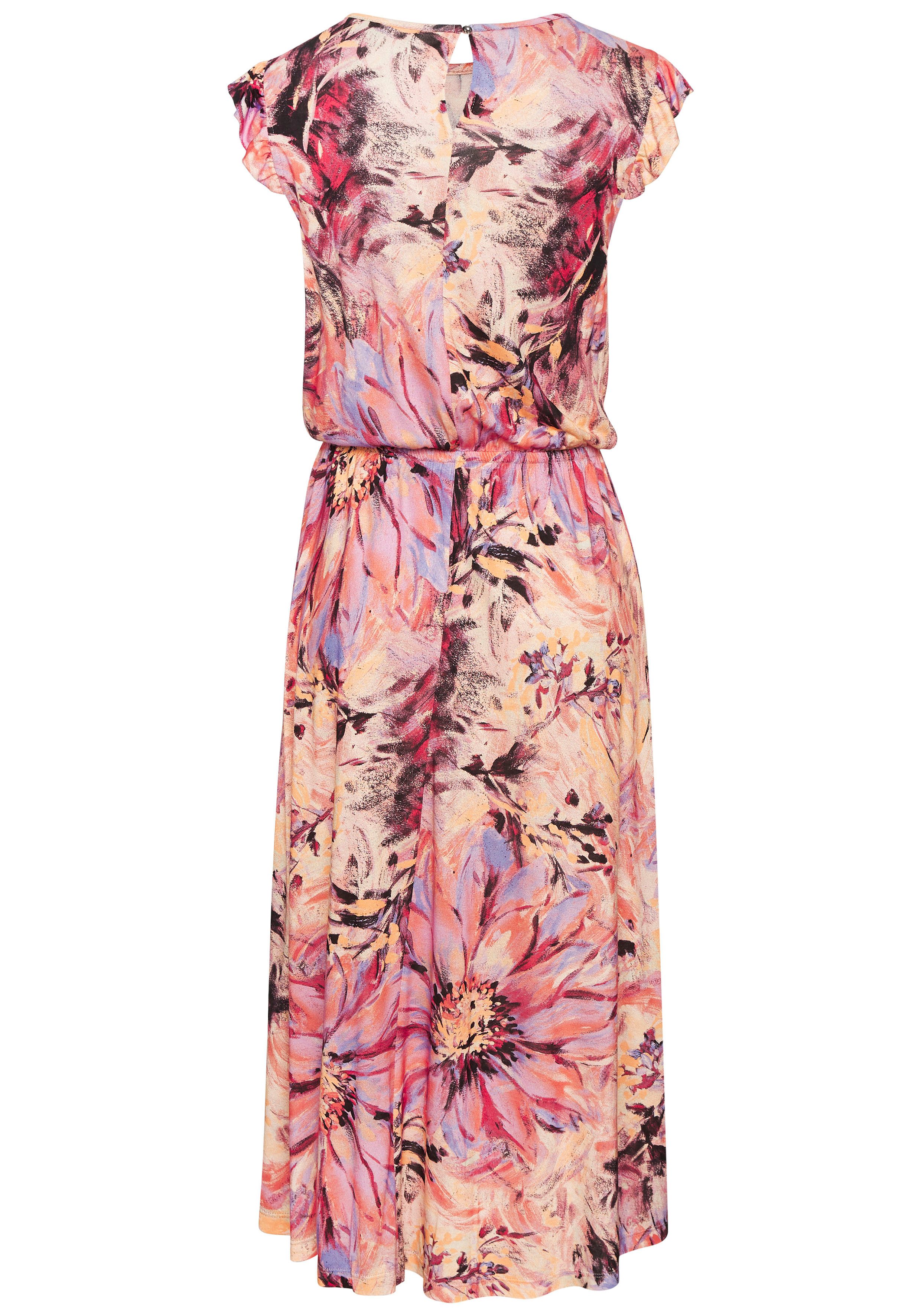 LASCANA Midikleid mit Rüschenärmeln