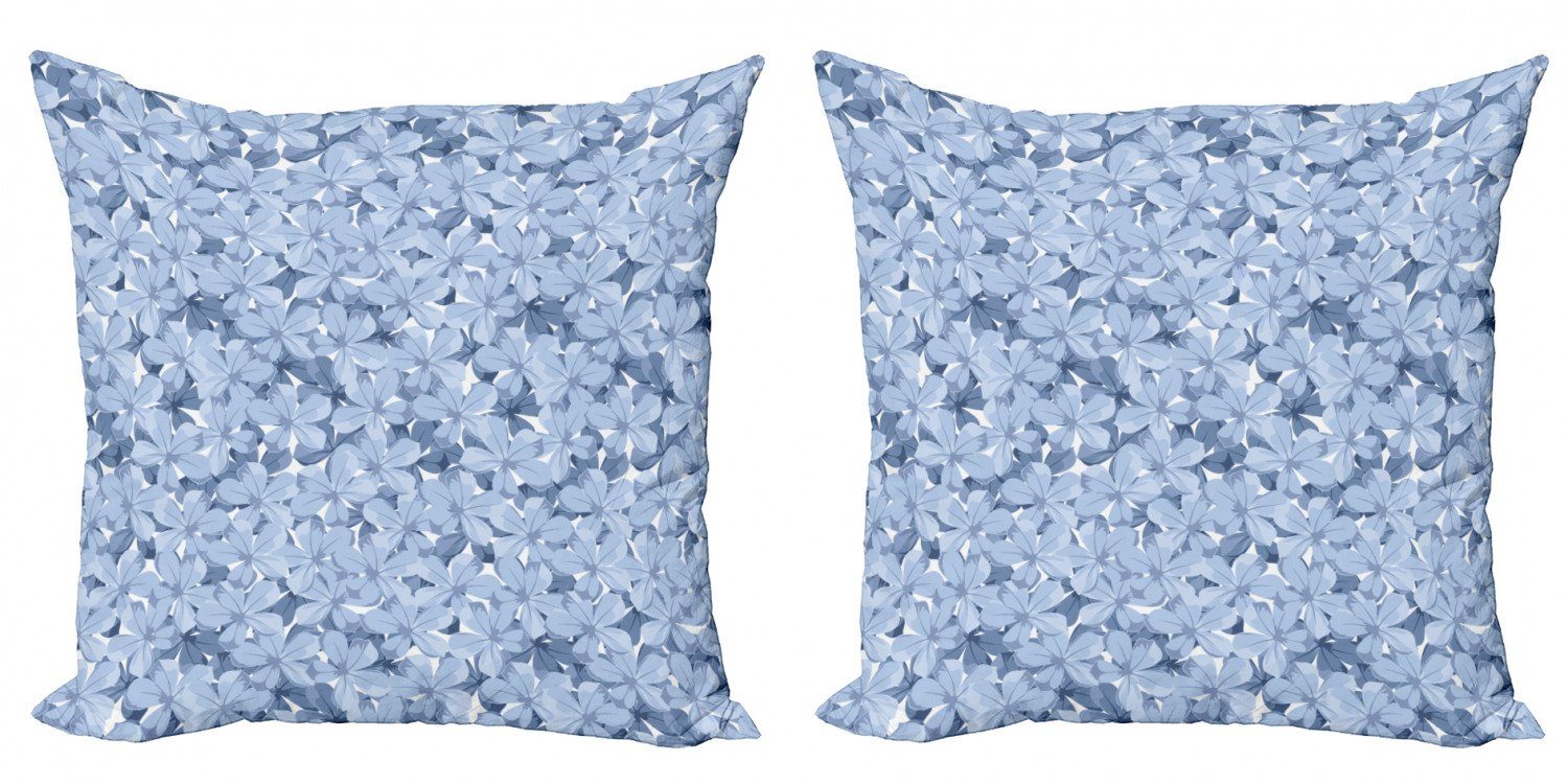 Kissenbezüge Doppelseitiger Stück), Modern Abakuhaus Blau Plumbago-Blüten Retro Accent Digitaldruck, (2
