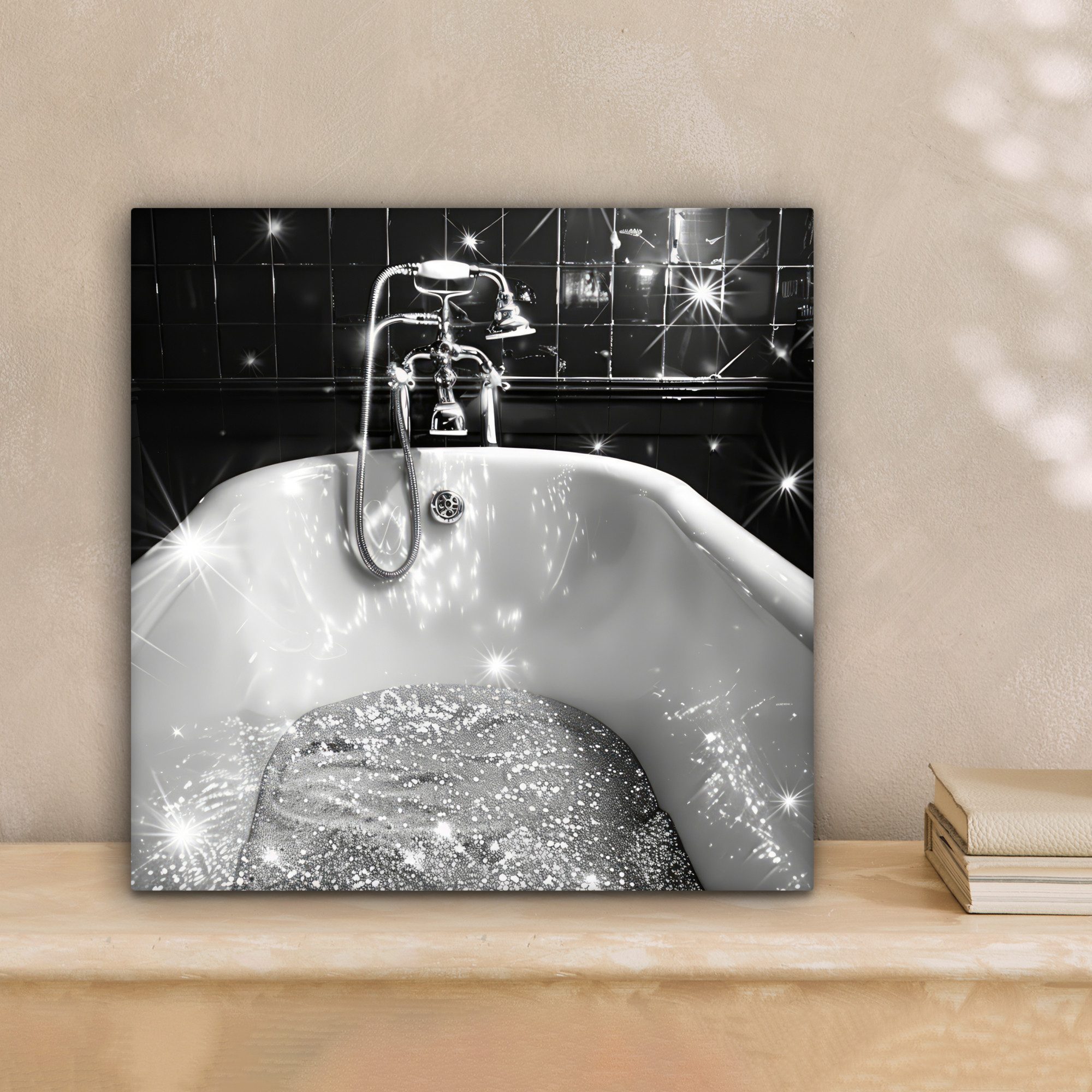 OneMillionCanvasses® Leinwandbild Badewanne - Glitzer - Schwarz und weiß - günstig online kaufen