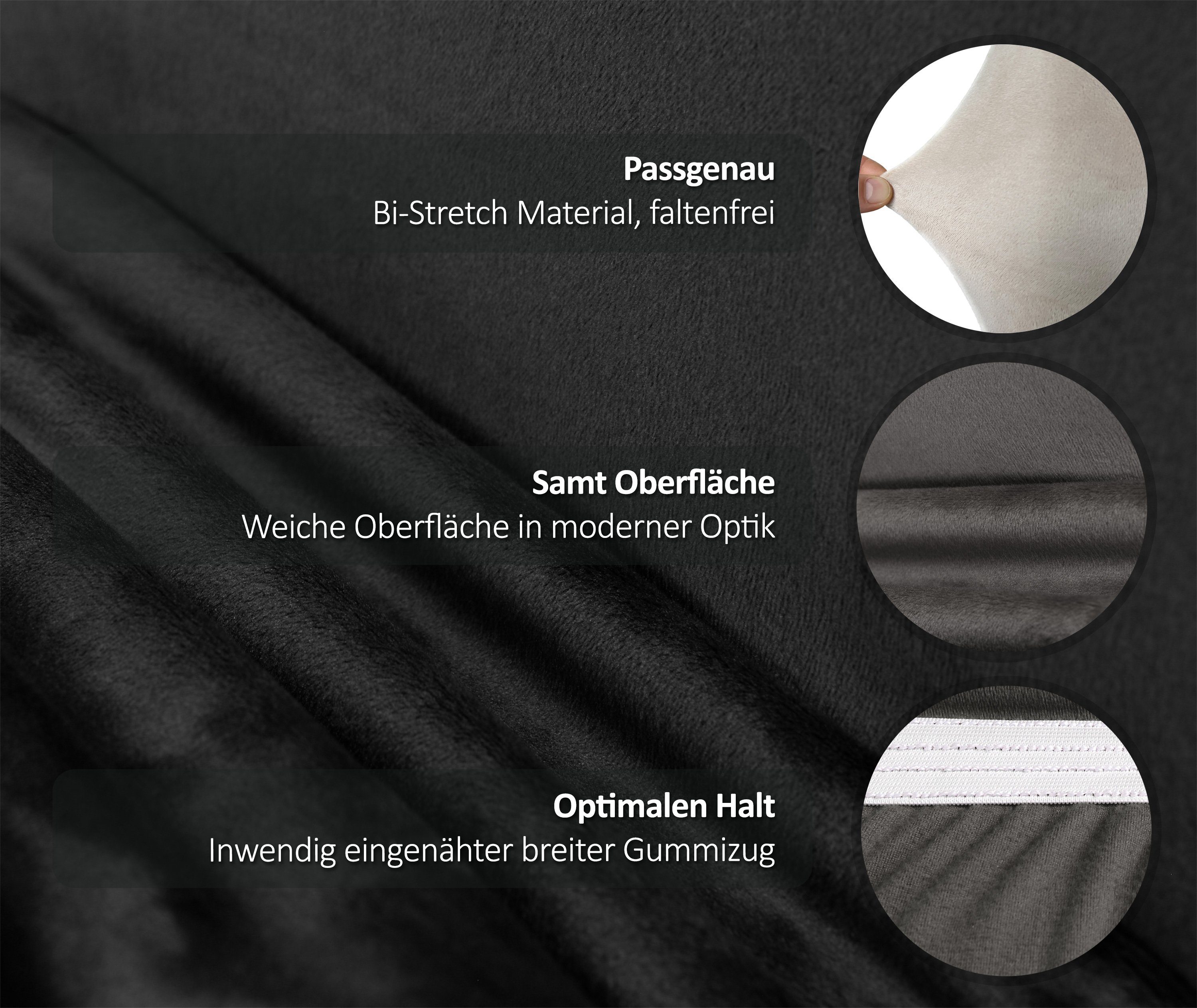 Beautex Stuhlhusse Samt Stretch für Stühle & Schwingstühle 4er Set LEA – Bild 4 von 5