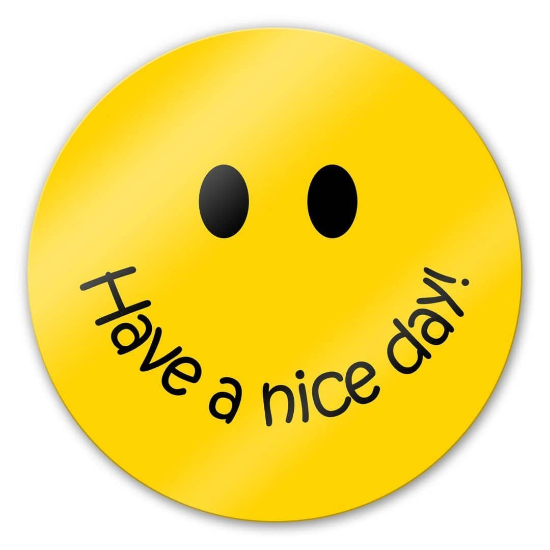 K&L Wall Art Glasbild Glas Wandbild Rund Glasbild Kinderzimmer lachendes Smiley, Wandschutz Deko Bilder