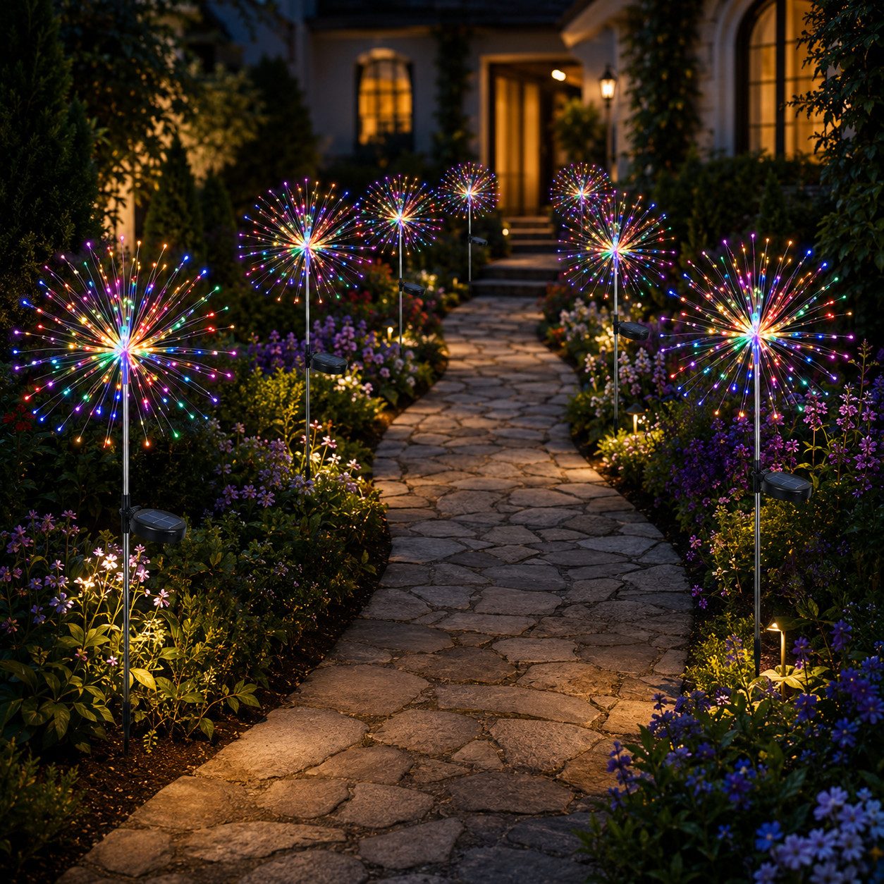 pedete LED Solarleuchte LED Solarleuchte Solarlampen Garten 120 LED Feuerwerk Solarleuchten, gartendeko, solarlampen für außen, Warmweiß, Tageslichtweiß, Leuchtmittel, Wetterfest Pusteblume Solarlampen 8 Modi mit Erdspieß