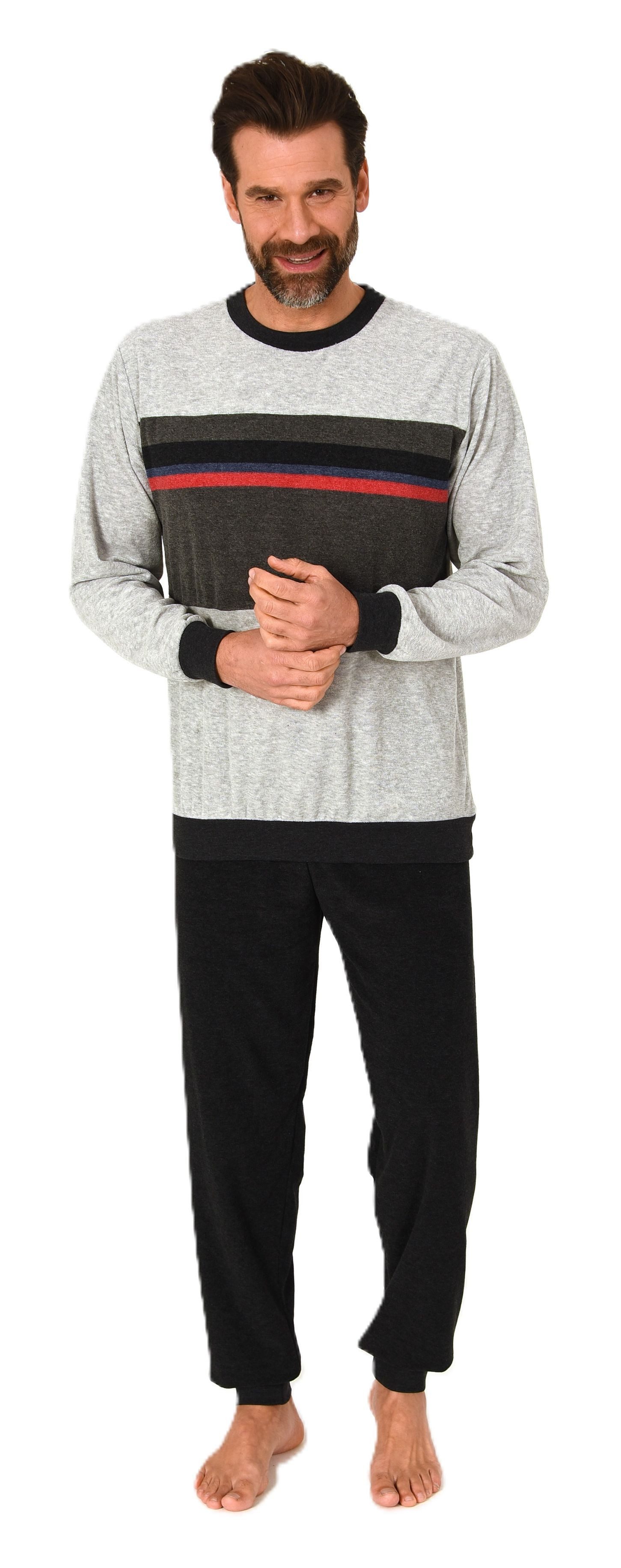 Normann Pyjama Herren Frottee langarm Schlafanzug mit Bündchen - auch in Üb günstig online kaufen