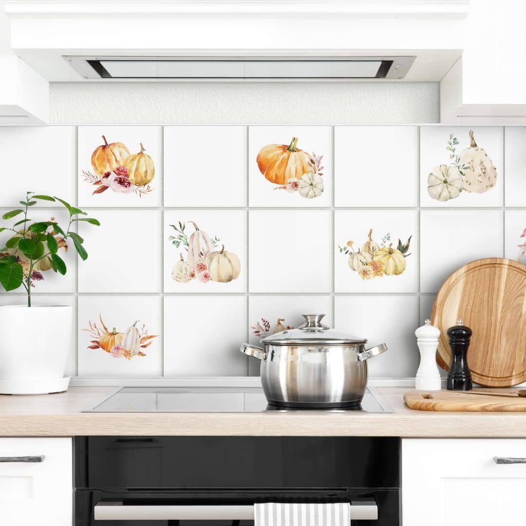 K&L Wall Art Fliesenaufkleber selbstklebend Klebefliese Set Kürbis Herbst D günstig online kaufen