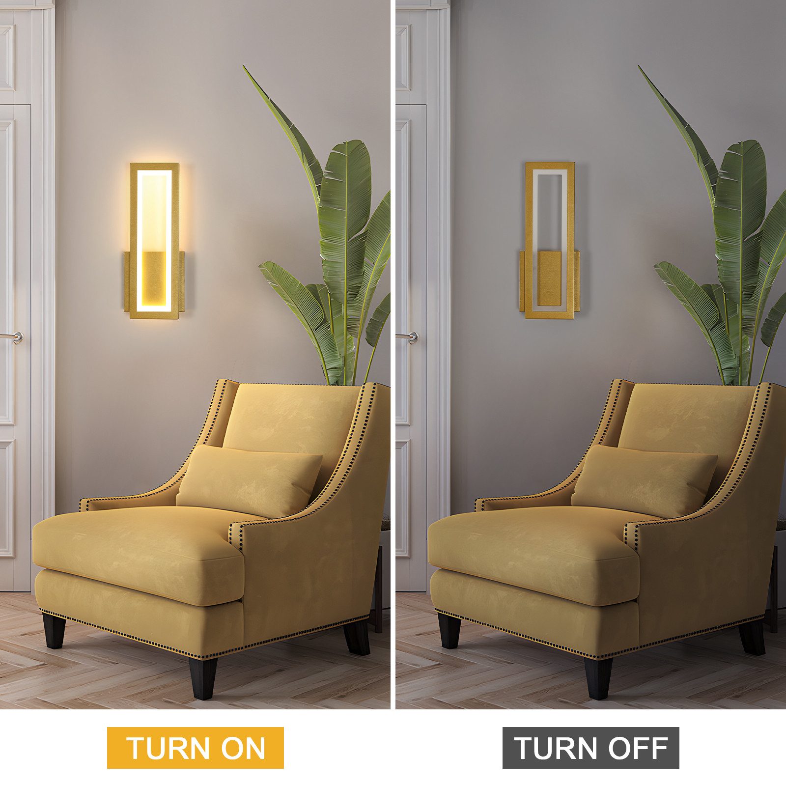 Riserva LED Wandleuchte LED Wandleuchte innen Gold 12W, 3000K warmweiß, 32 cm, rechteckig – Bild 4 von 5