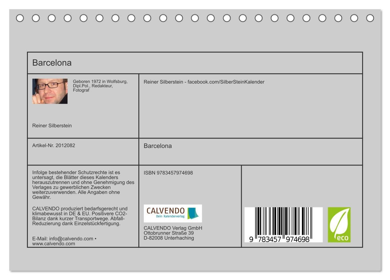 Thumbnail - CALVENDO Wandkalender Barcelona (Tischkalender 2026 DIN A5 quer), CALVENDO Monatskalender