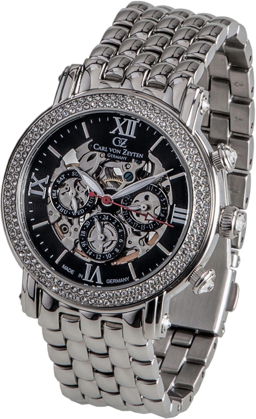 Carl von Zeyten Automatikuhr Kniebis, CVZ0062BKMS, Armbanduhr, Damenuhr, Made in Germany, Mechanische Uhr, Datum