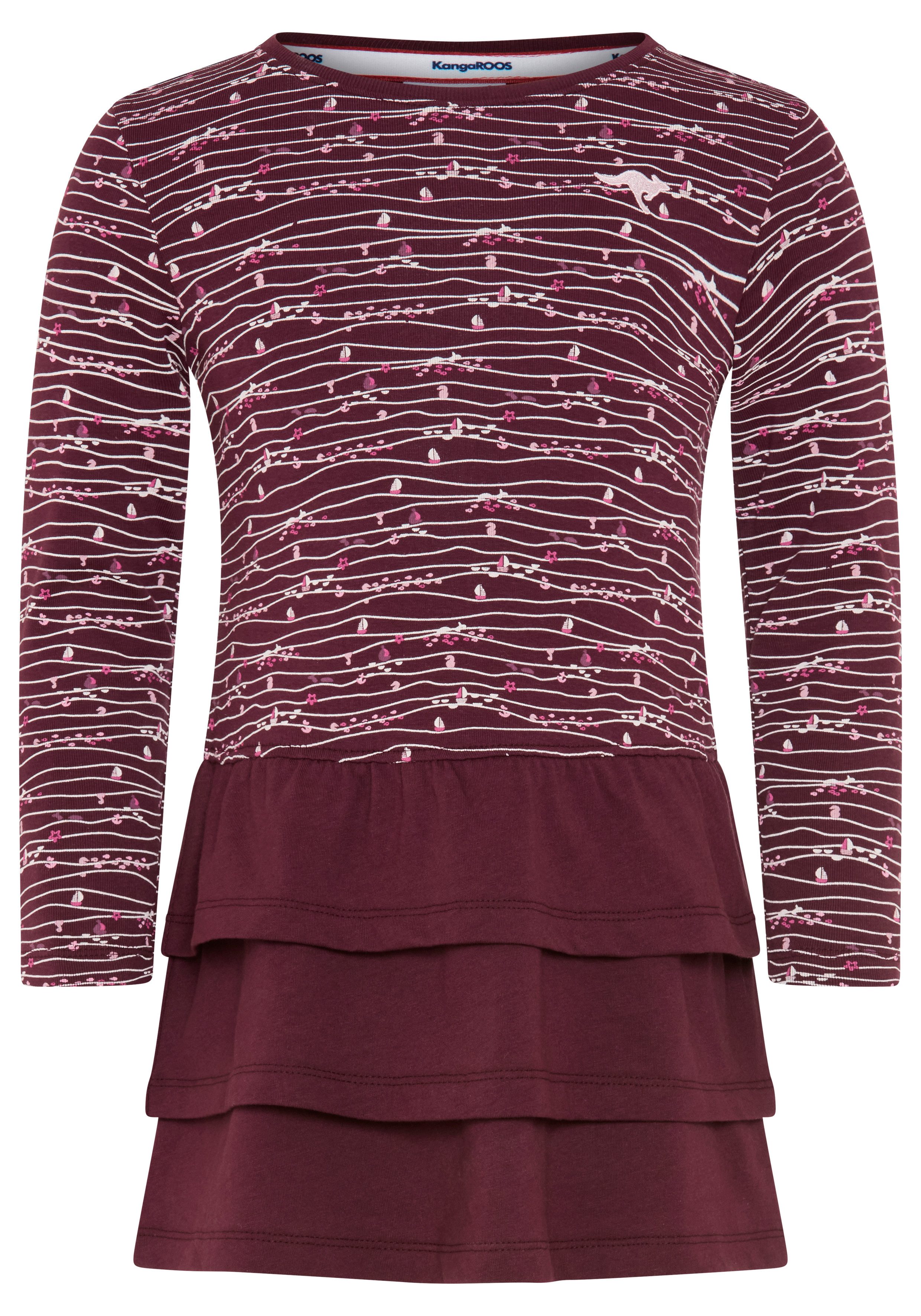 KangaROOS Jerseykleid Kleid mit Allover-Muster und Volants für kleine Mädchen Shirtkleid mit Allover-Muster, kniefrei, mit Volants – Bild 4 von 5