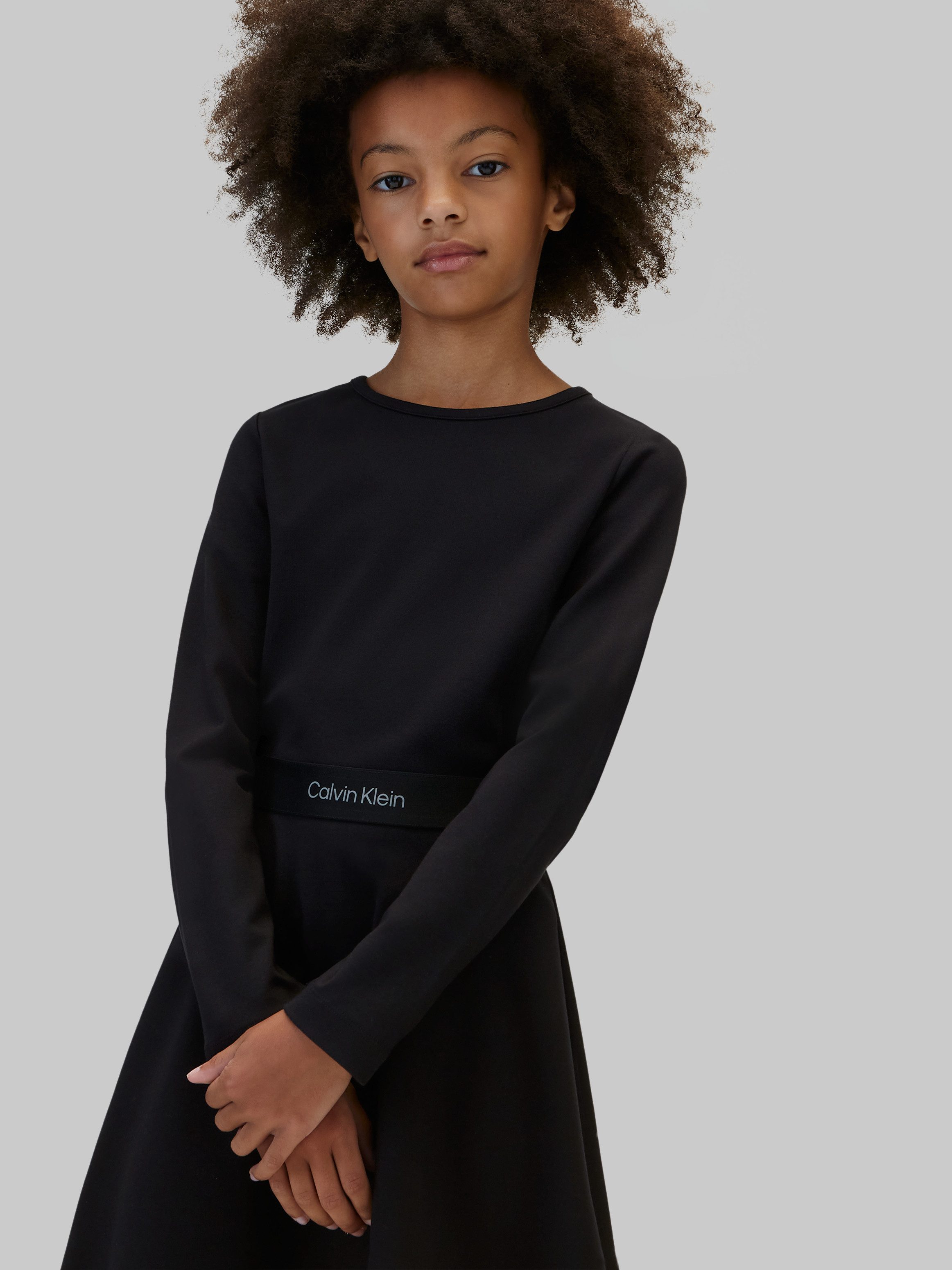 Calvin Klein Jeans Midikleid LOGO TAPE PUNTO LS DRESS Regular fit, Logoschriftzug