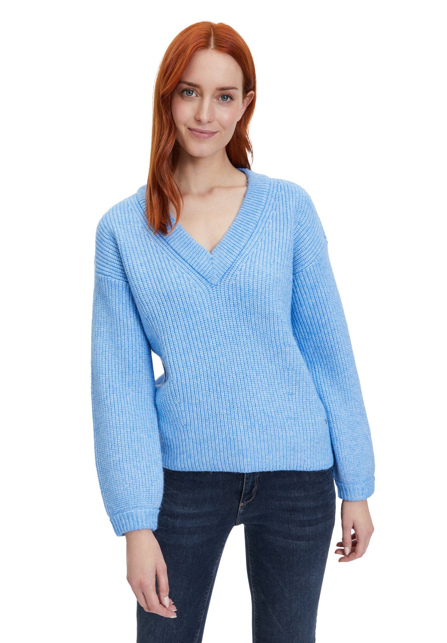 Betty&Co Strickpullover mit V-Ausschnitt (1-tlg) Struktur