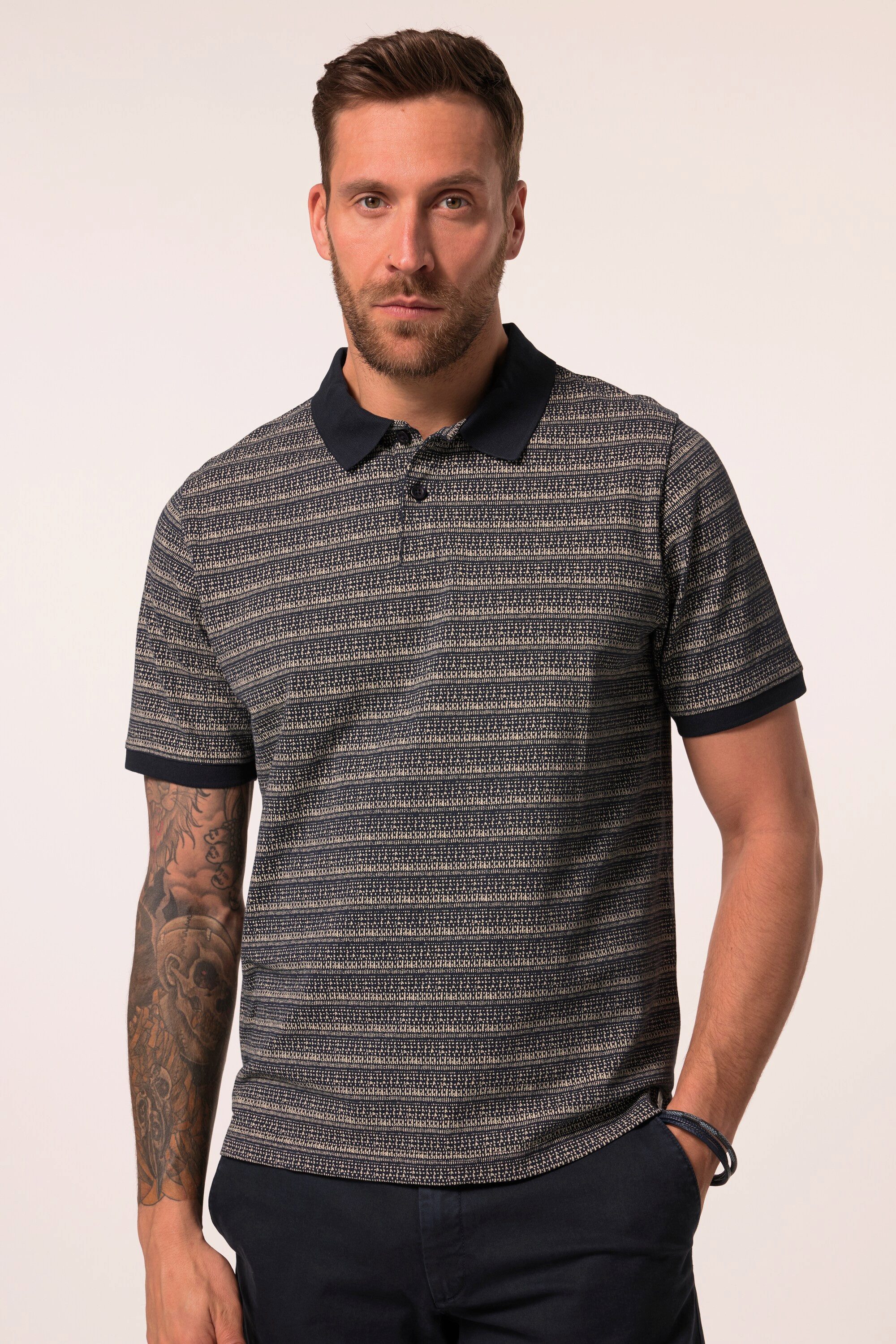 Poloshirt Poloshirt Halbarm Piqué Alloverprint