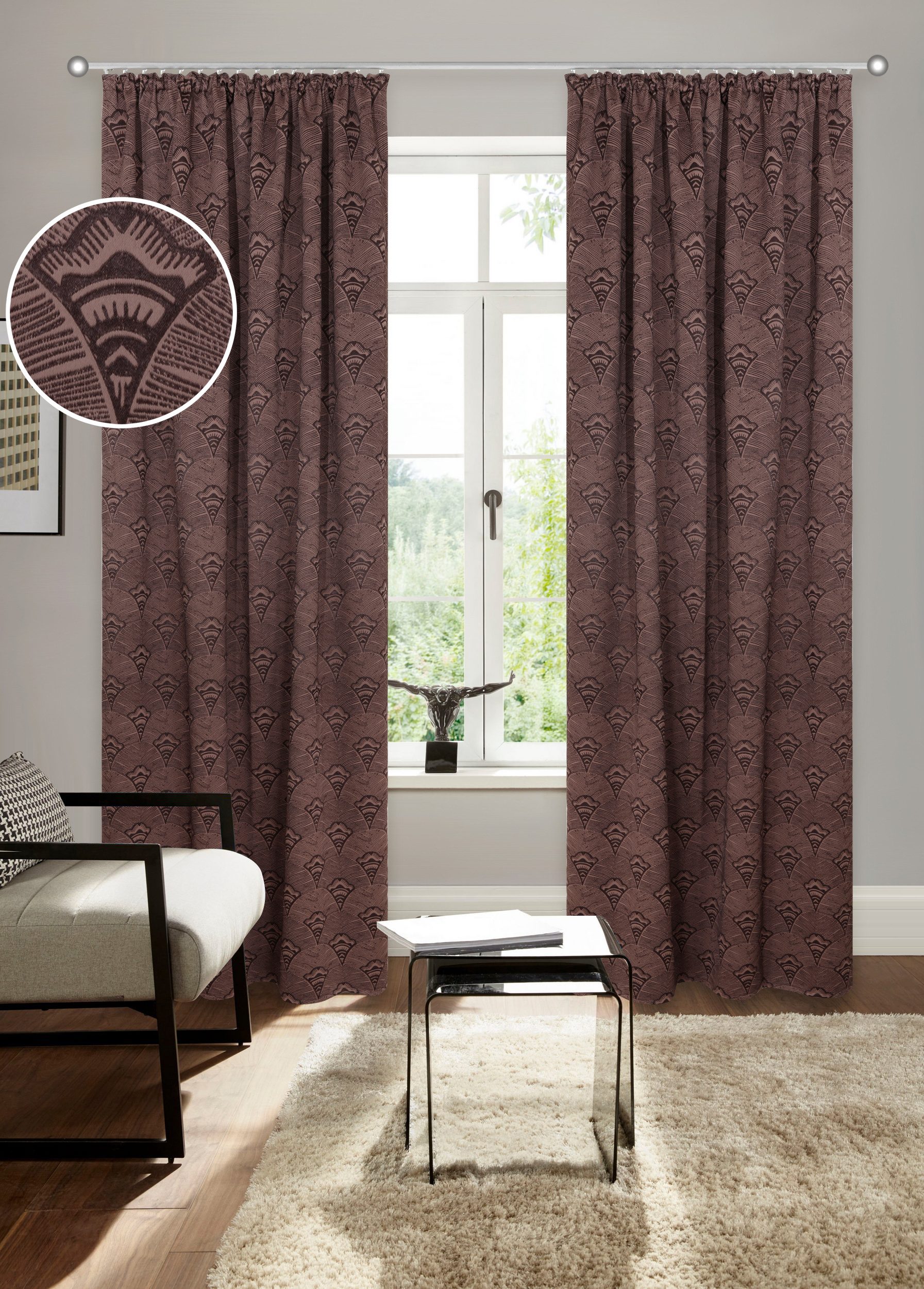 Bruno Banani Verdunkelungsvorhang Alessio (1 St), Kräuselband, verdunkelnd, Polyester, Elegantes Muster, Jacquard, verdunkelnder Vorhang, blickdicht,modern