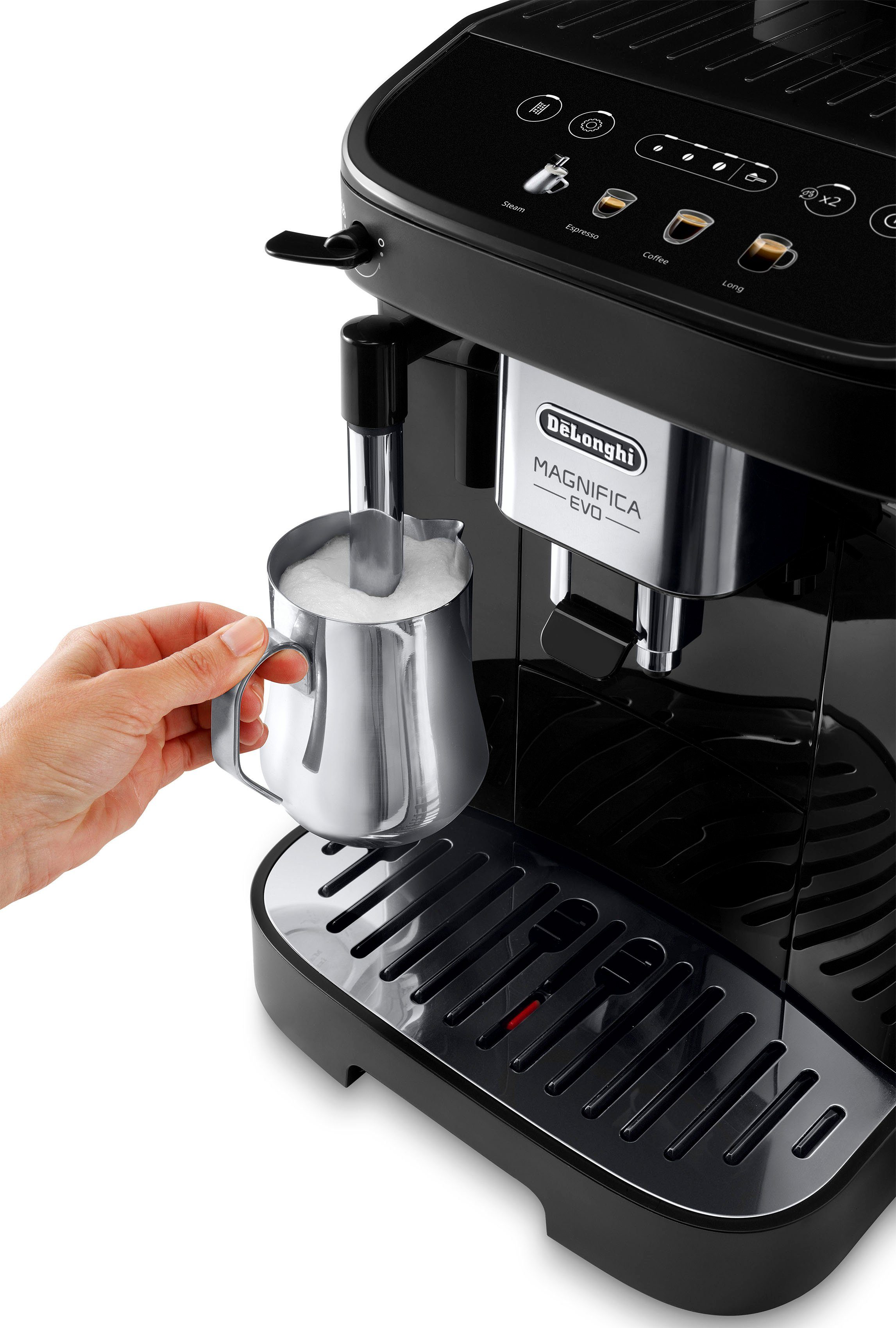 De'Longhi Kaffeevollautomat Magnifica Evo ECAM290.21.B - 4 Rezepte, mit Milchschaumdüse, schwarz, Intuitives Bedienfeld, manuelle Dampflanze, Aroma-Funktion