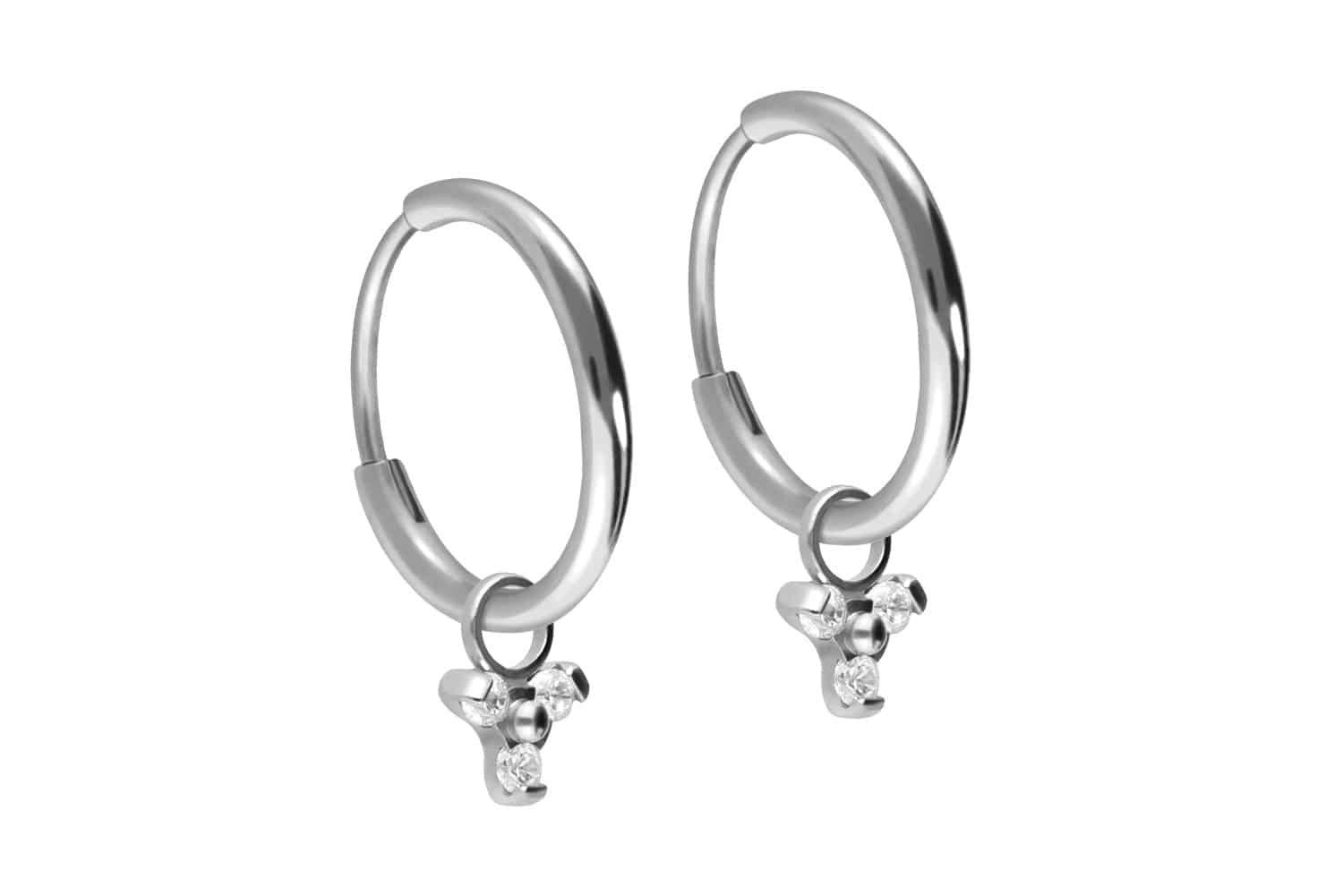 PIERCINGLINE Paar Creolen Titan Ohrclicker Creolen KRISTALLBLUME (Creolen, 1-tlg)