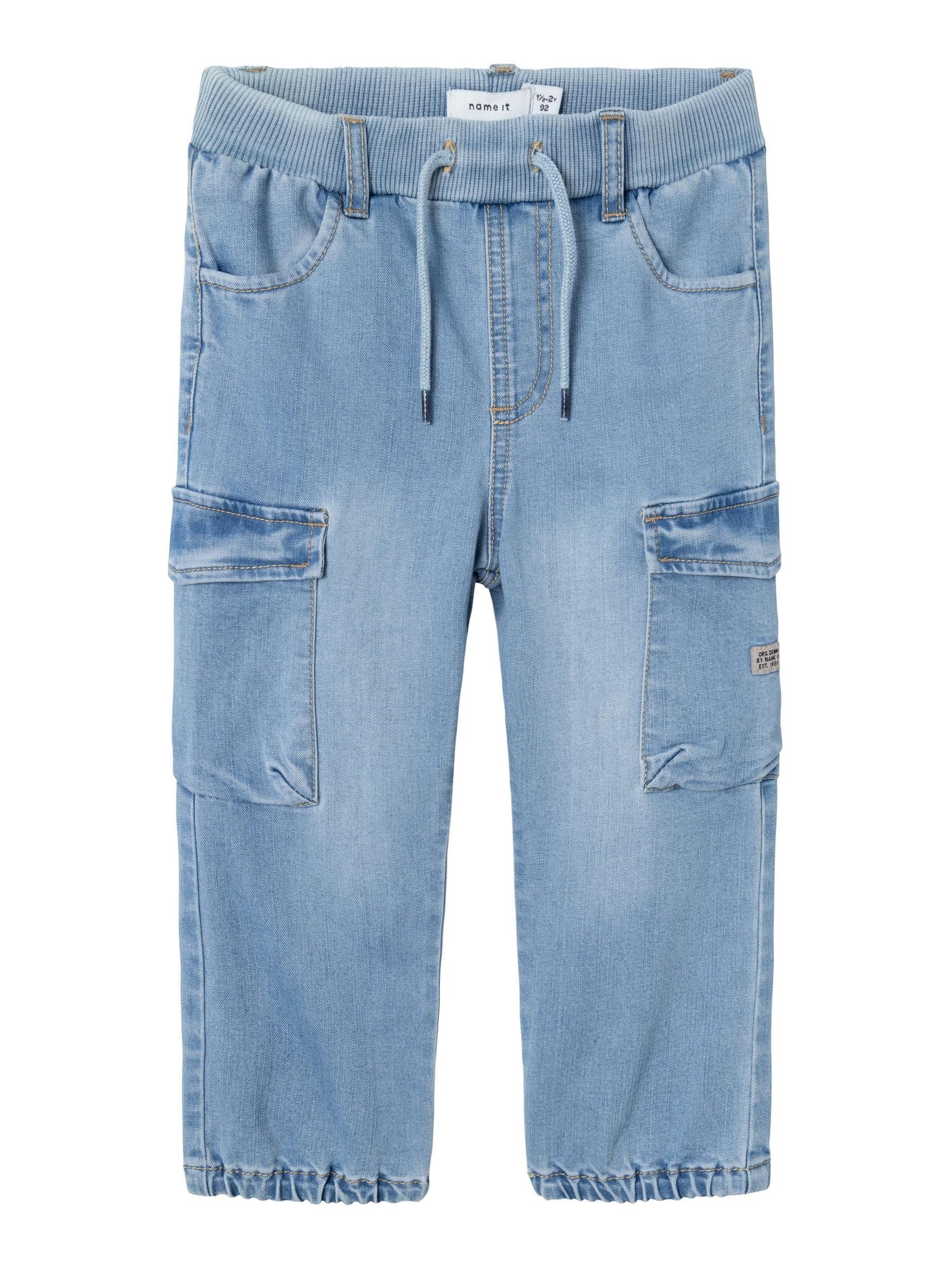 Name It Regular-fit-Jeans Baggy Cargo Jeans Stretch Denim Pants für Unisex Baumwolle Oversized fit unifarben elastisch Gummizug