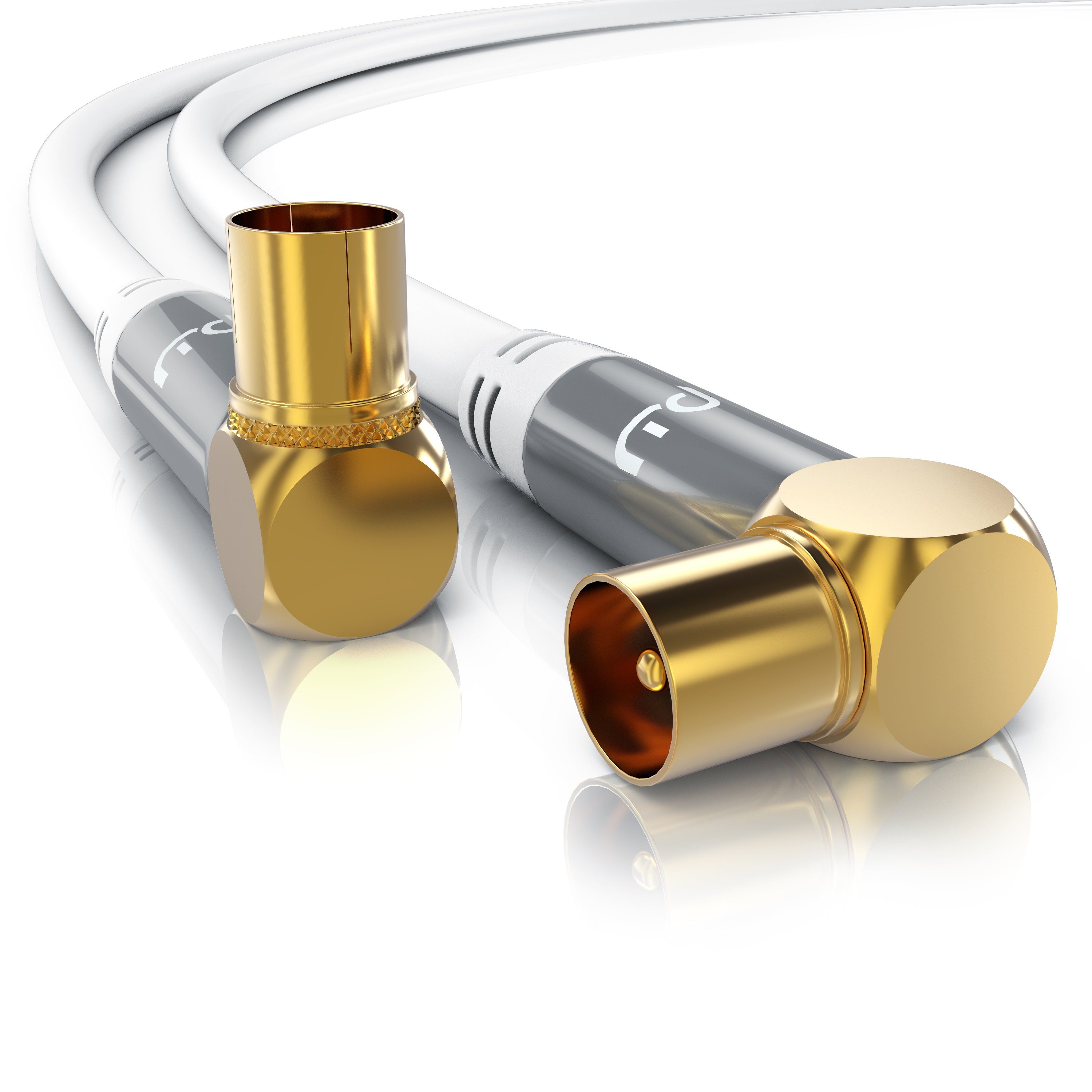 Primewire TV-Kabel, Koax, RF, IEC (50 cm), HDTV Antennenkabel 90° gewinkelt, 4fach Schirmung, 75Ohm, 120dB - 0,5m