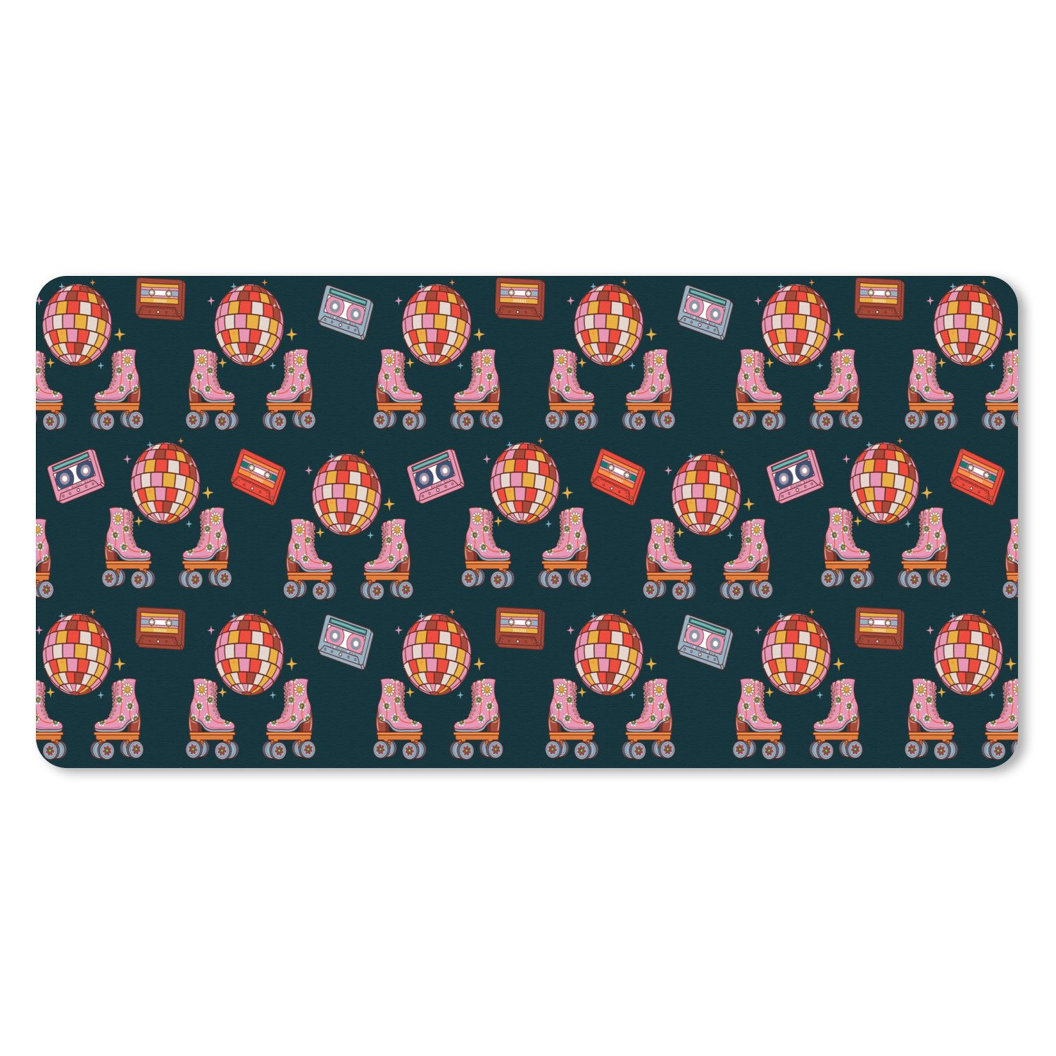 MuchoWow Mauspad Rollerskates - Muster - Disco (1-St), Mousepad mit Rutschfester Unterseite, Gaming XXL, Großes, 120x60 cm