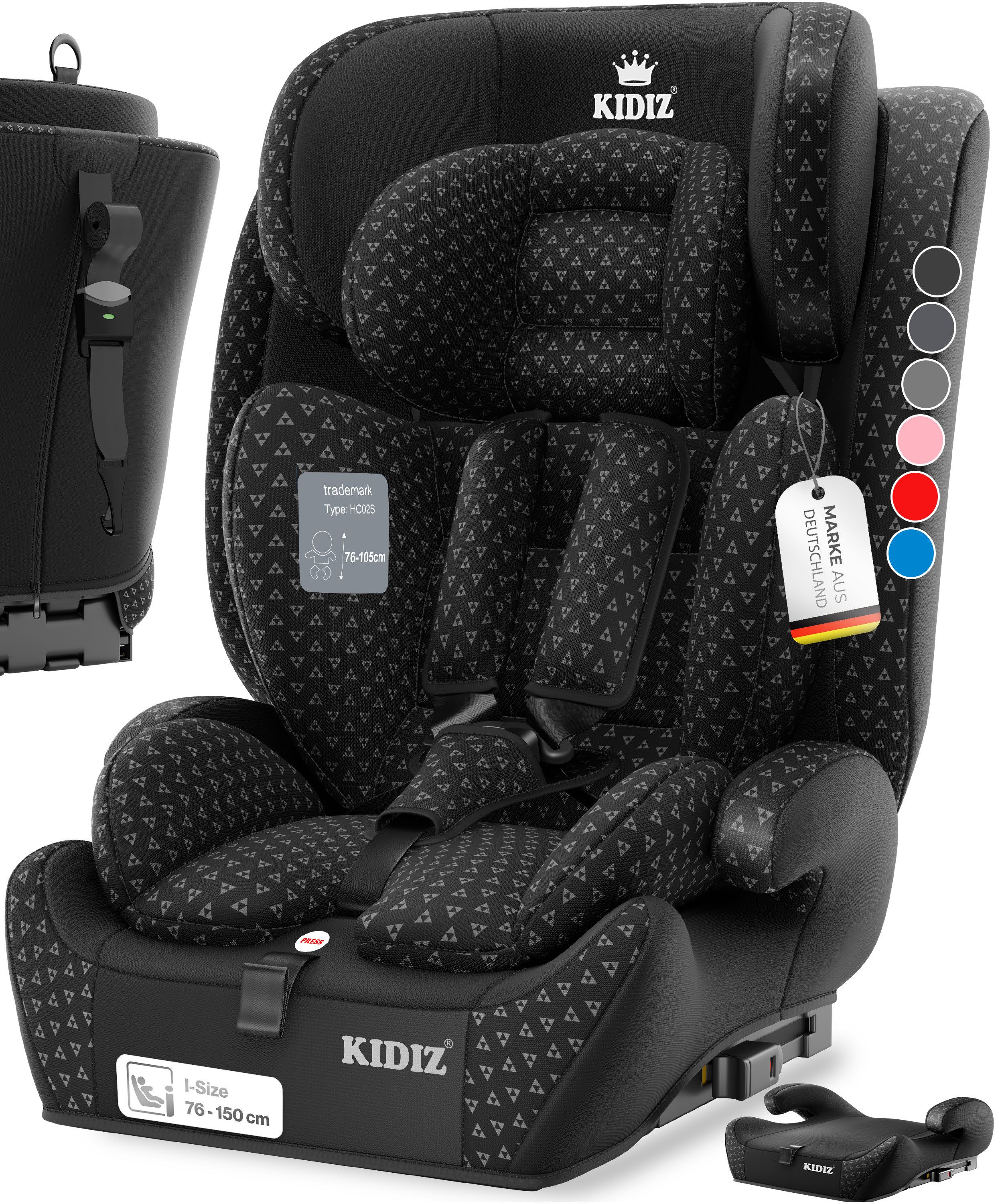 KIDIZ Autokindersitz, Kinderautositz Isofix 1-12 Jahre, Mitwachsend, Gruppe 1+2+3, 9-36 kg
