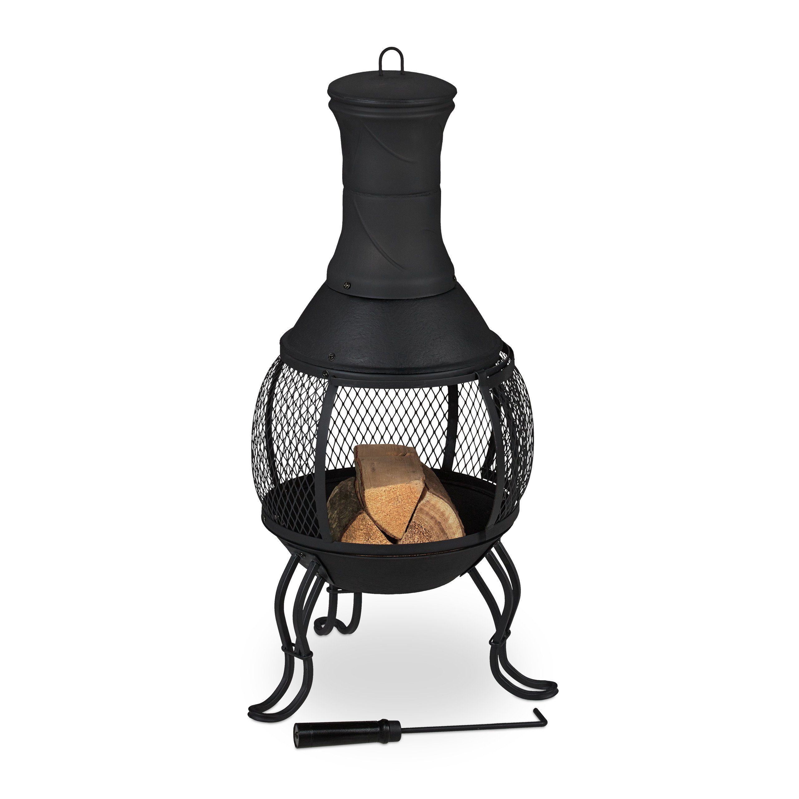 relaxdays Feuerkorb Terrassenofen in Schwarz günstig online kaufen