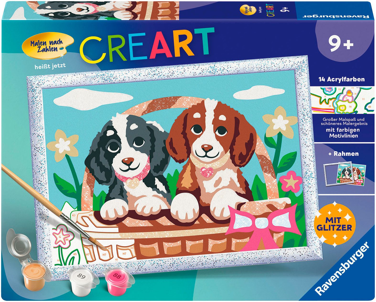 Ravensburger Malen nach Zahlen CreArt, Hunde im Körbchen, Made in Europe