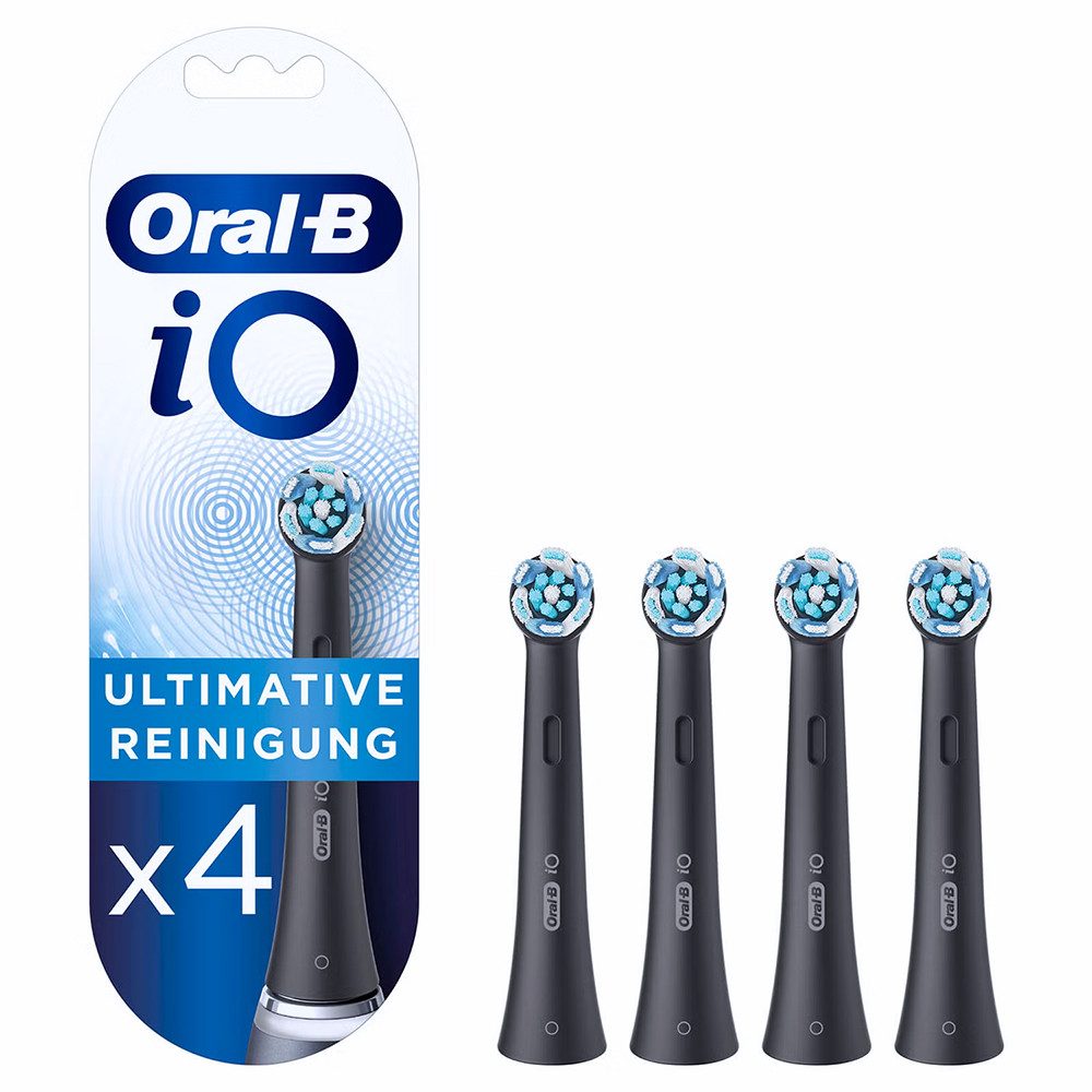 Oral-B Aufsteckbürsten iO Ultimative Reinigung schwarz, 4er Pack, Revolutionäre iO Technologie für bis zu 100% mehr Plaque-Entfernung