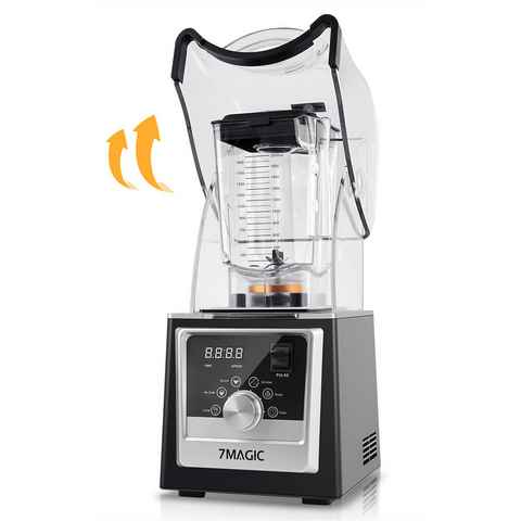 7MAGIC Standmixer Leiser Hochleistungsmixer mit 32000 U/min, mit Schallschutzhaube, 2000 W, 5 Programme, BPA-Frei, Smoothie Maker, 2L Behälter, Ice-Crush Funktion