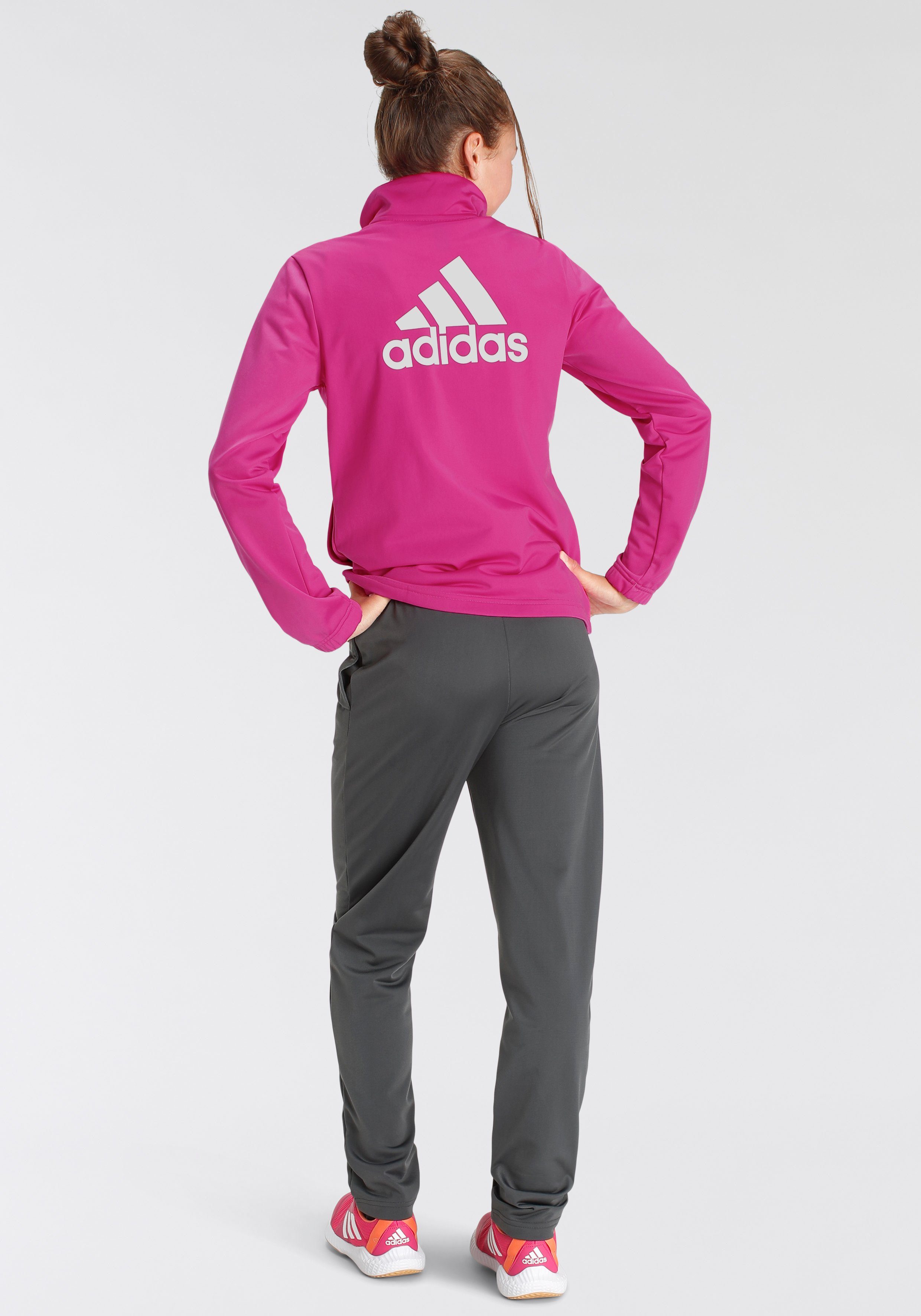 adidas Sportswear Trainingsanzug ESSENTIALS (2-tlg) Lucid Semi LOGO Fuchsia / White BIG
